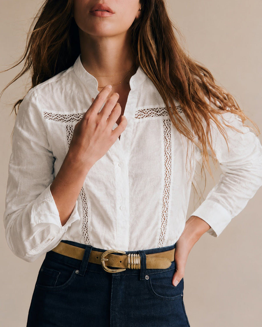 White V Neck Textured Button Shirt