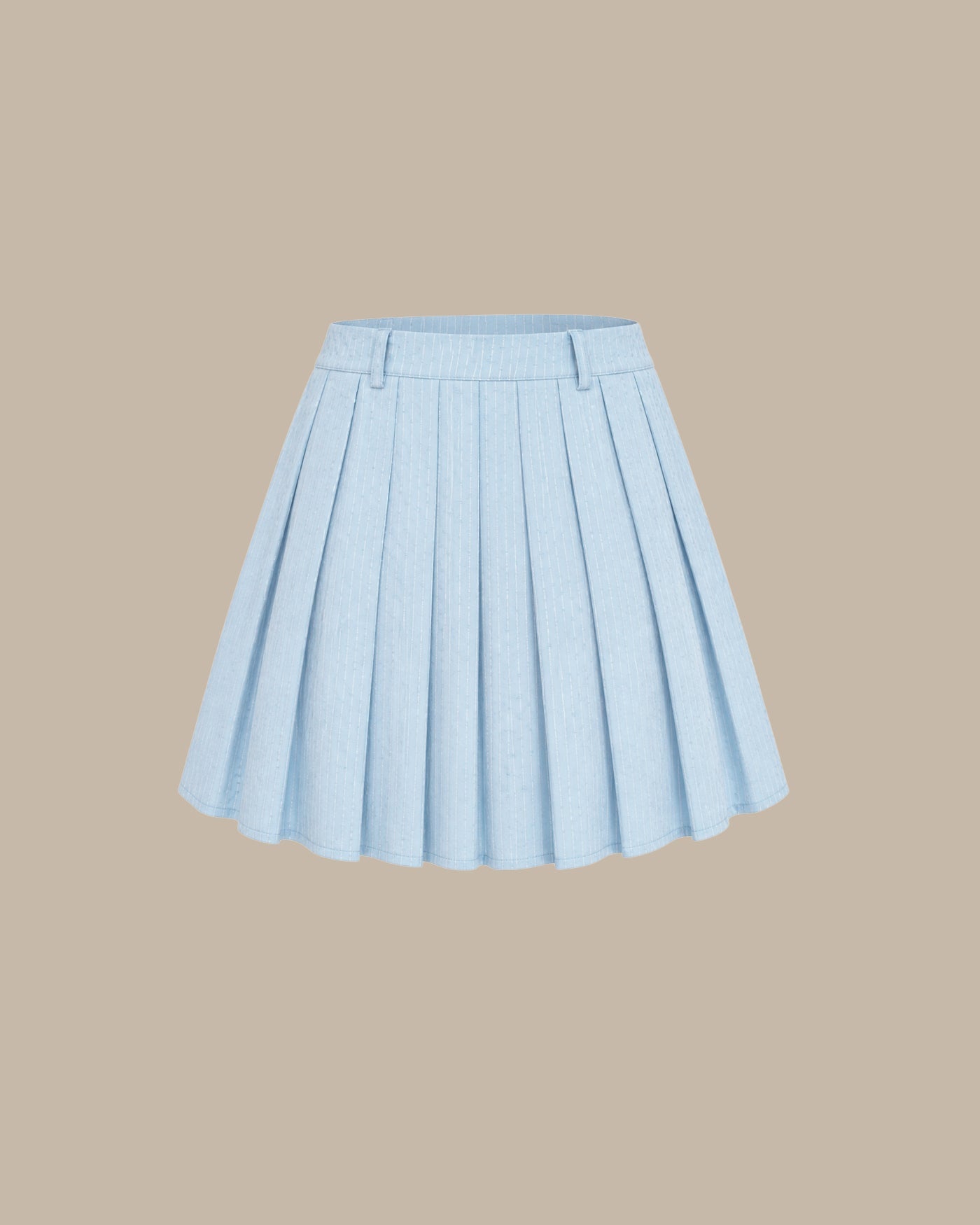 Blue Textured Pleated Mini Skirt