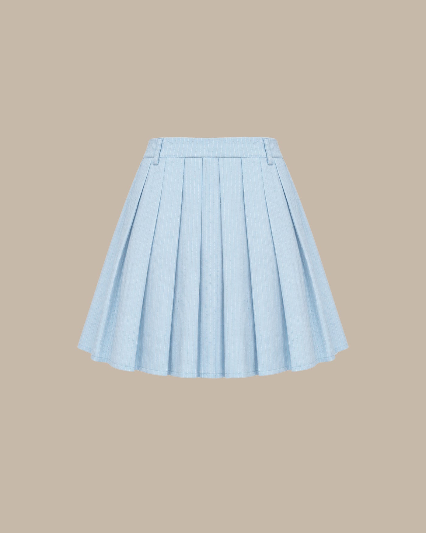 Blue Textured Pleated Mini Skirt