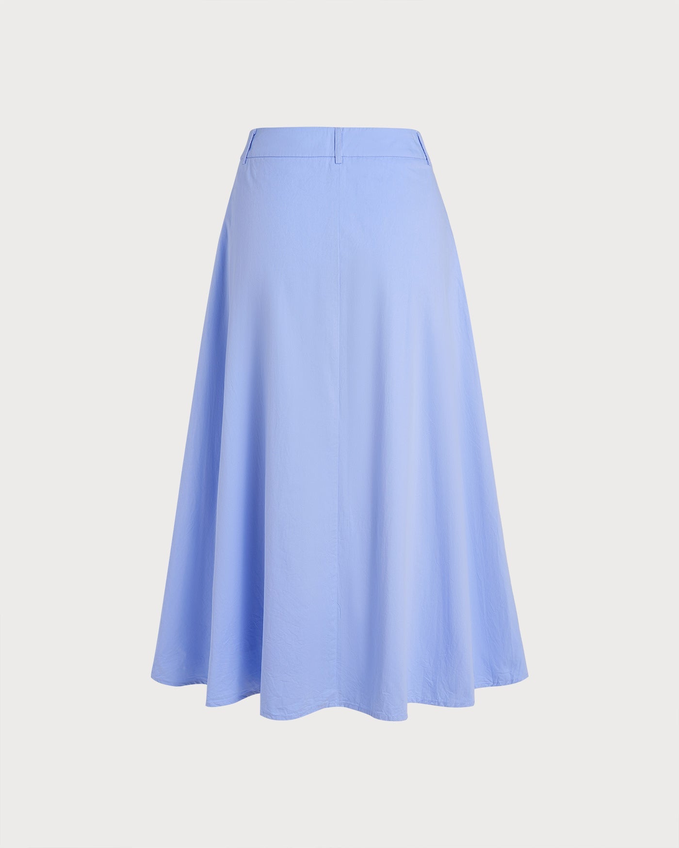 Blue Button Slit A-Line Midi Skirt