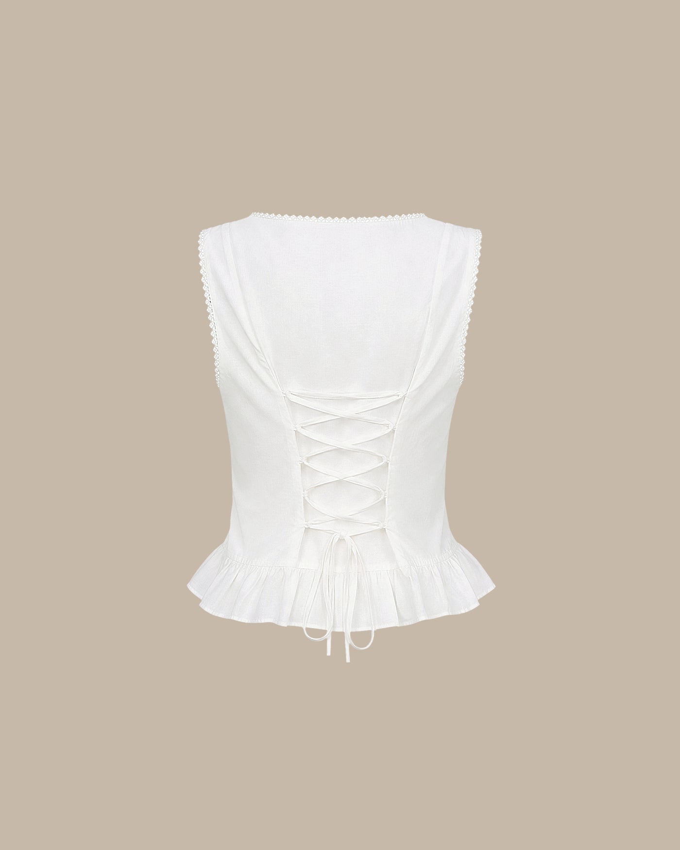 White U Neck Lace Embroidery Tank Top