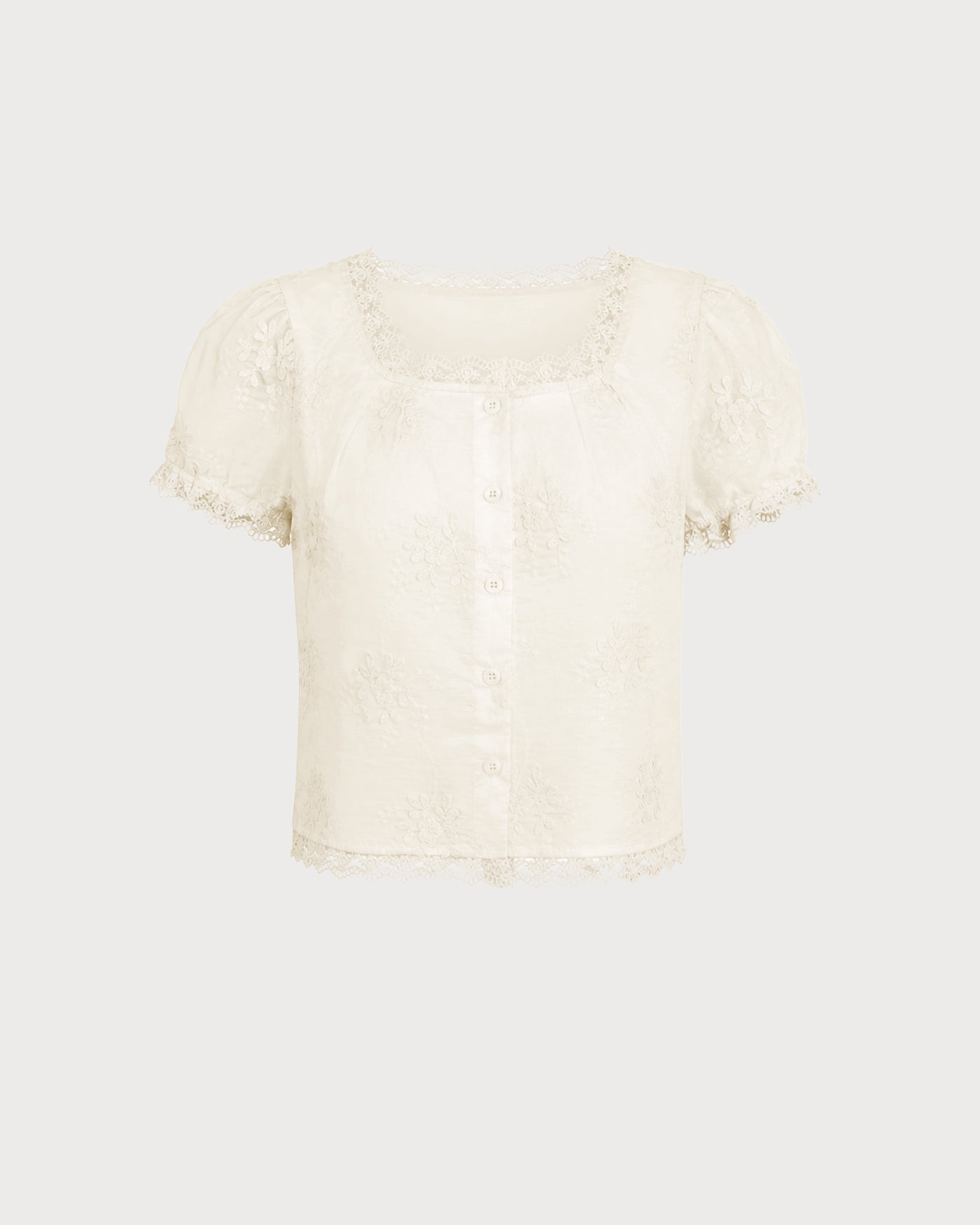 Apricot Square Neck Lace Floral Tee
