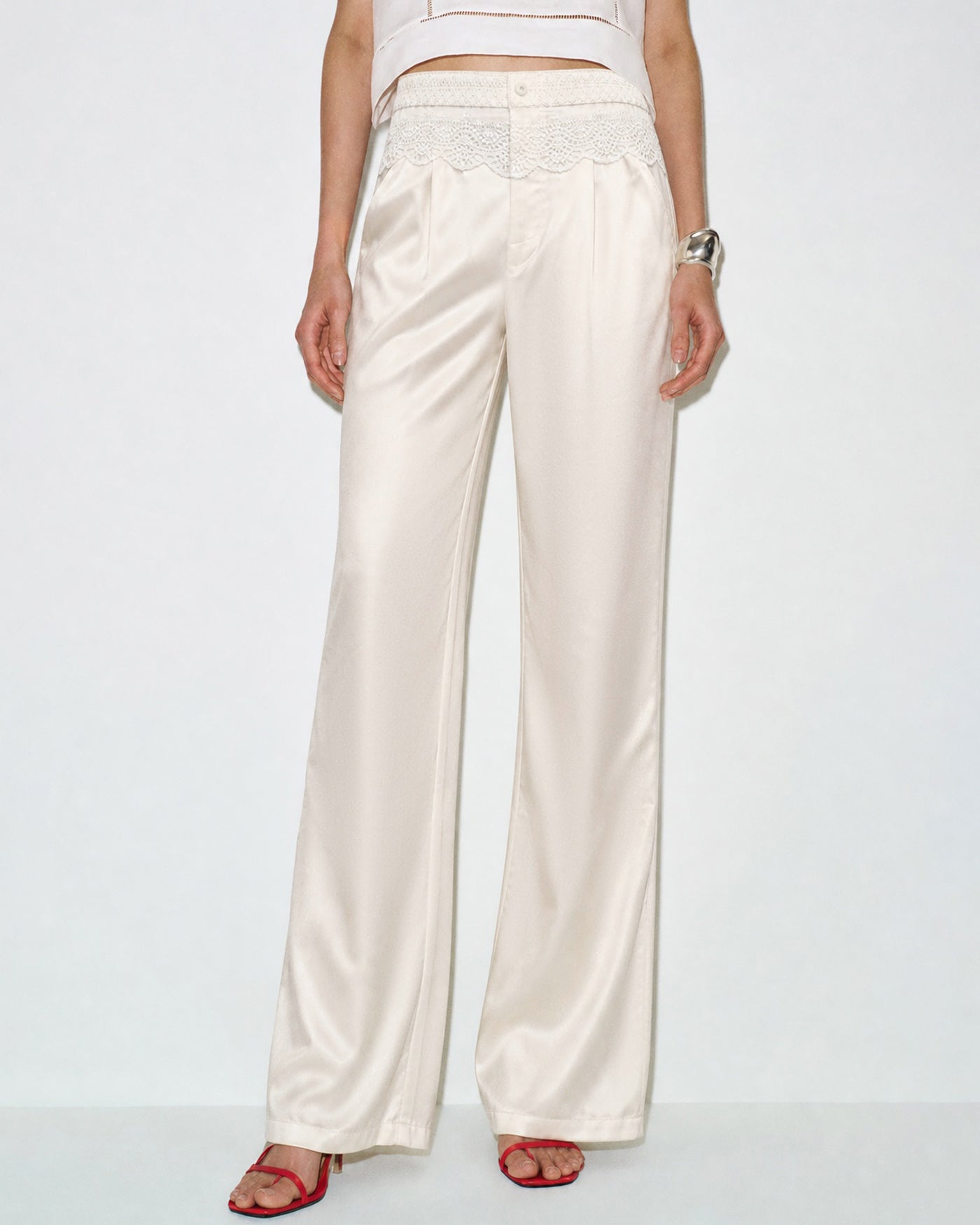 Apricot Elastic Waist Pockets Pants