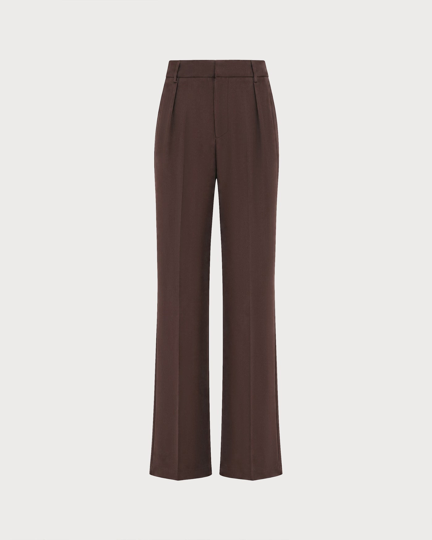 Coffee Elastic Waist Pockets Straight Pants