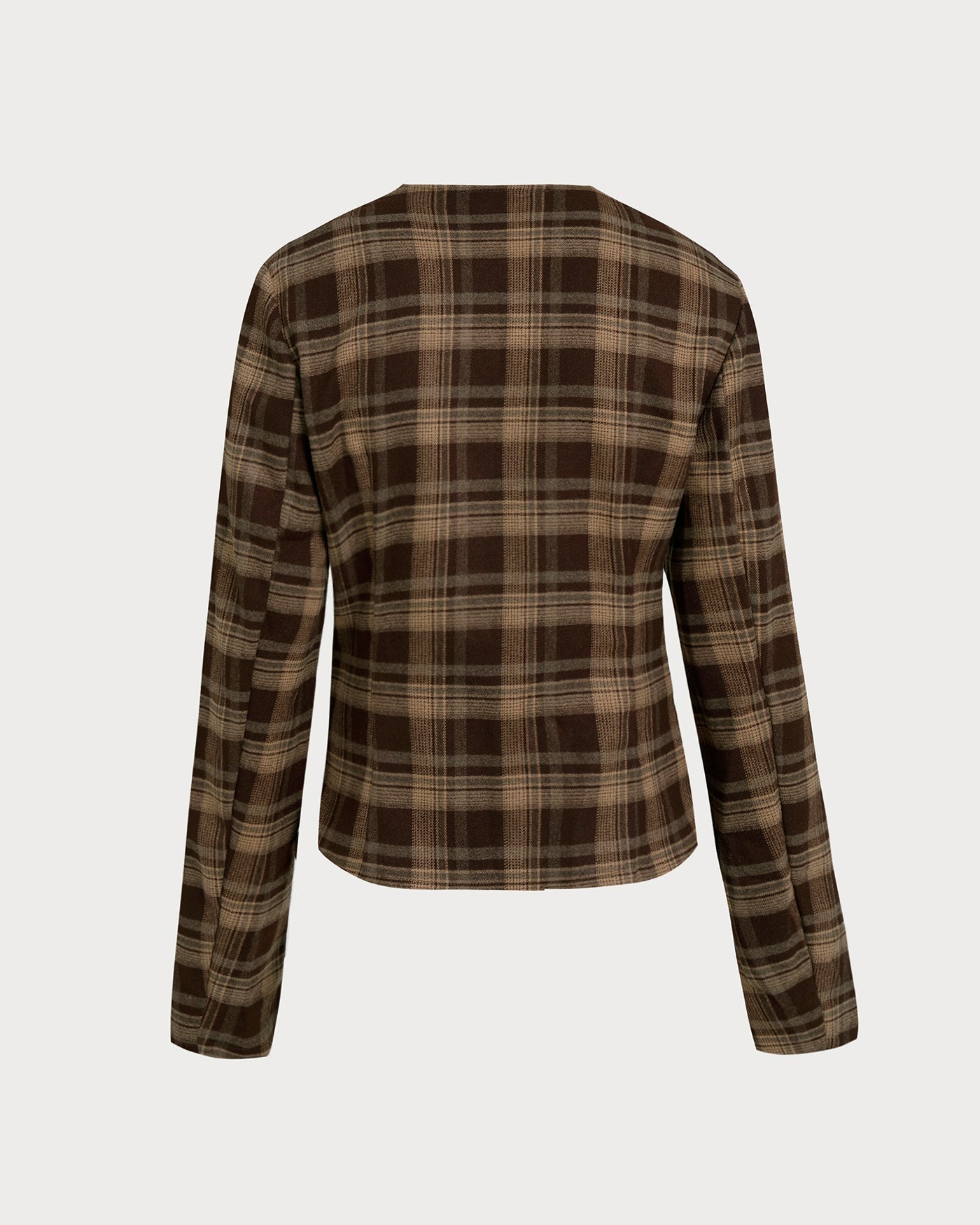 Brown Plaid Single Breasted Jacket
