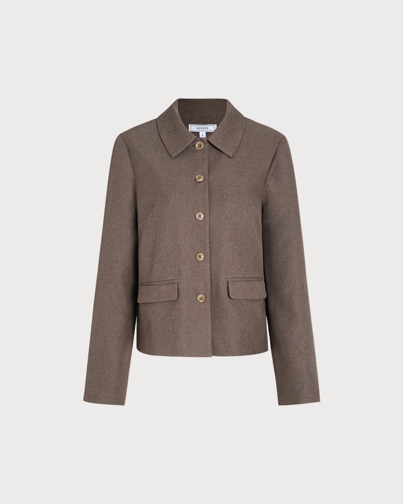 Brown Single Breasted Solid Jacket