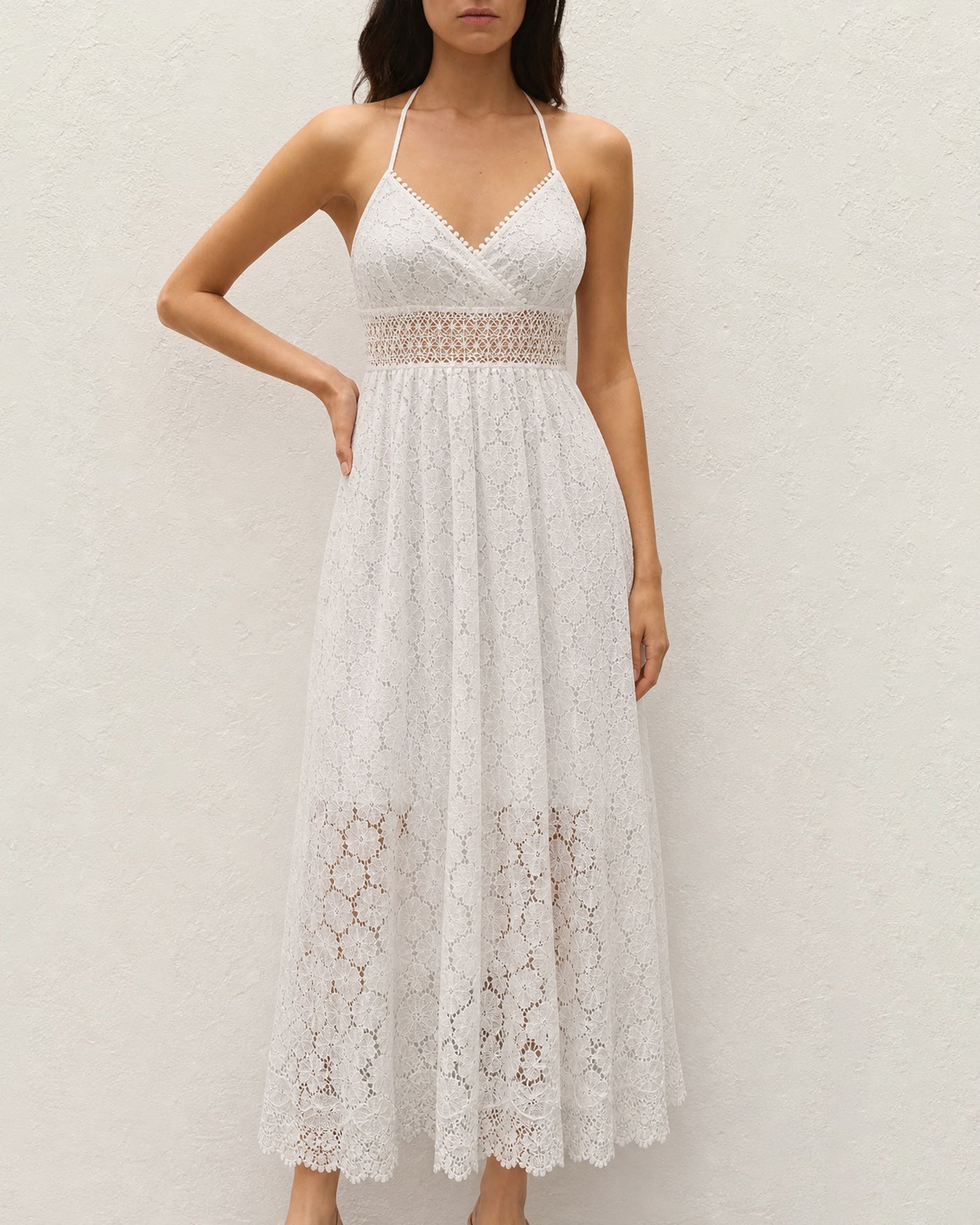 White Textured Cut Out Slip Maxi Dress