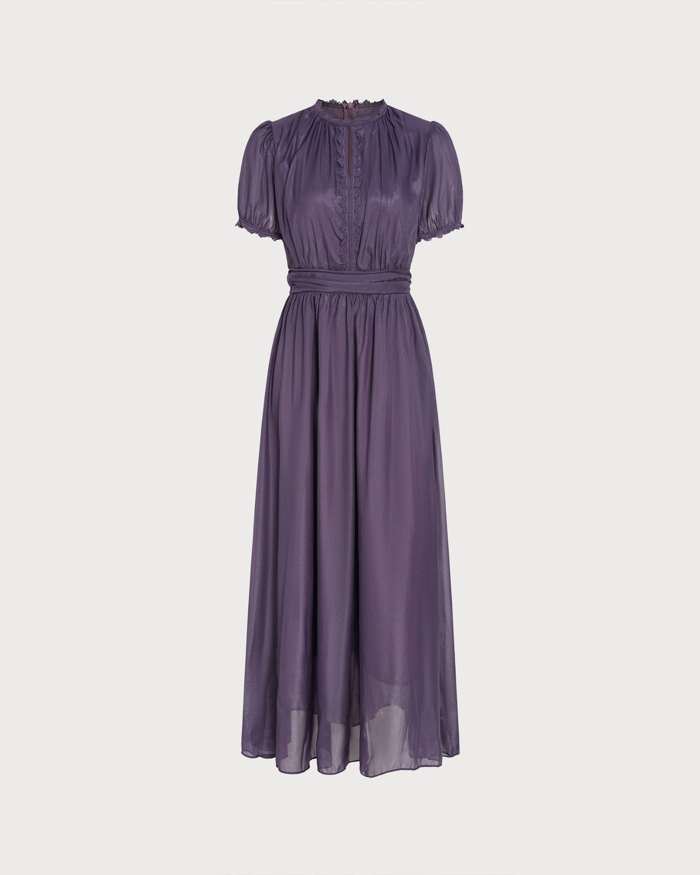 Purple Puffed Sleeve Tunic Maxi Dress