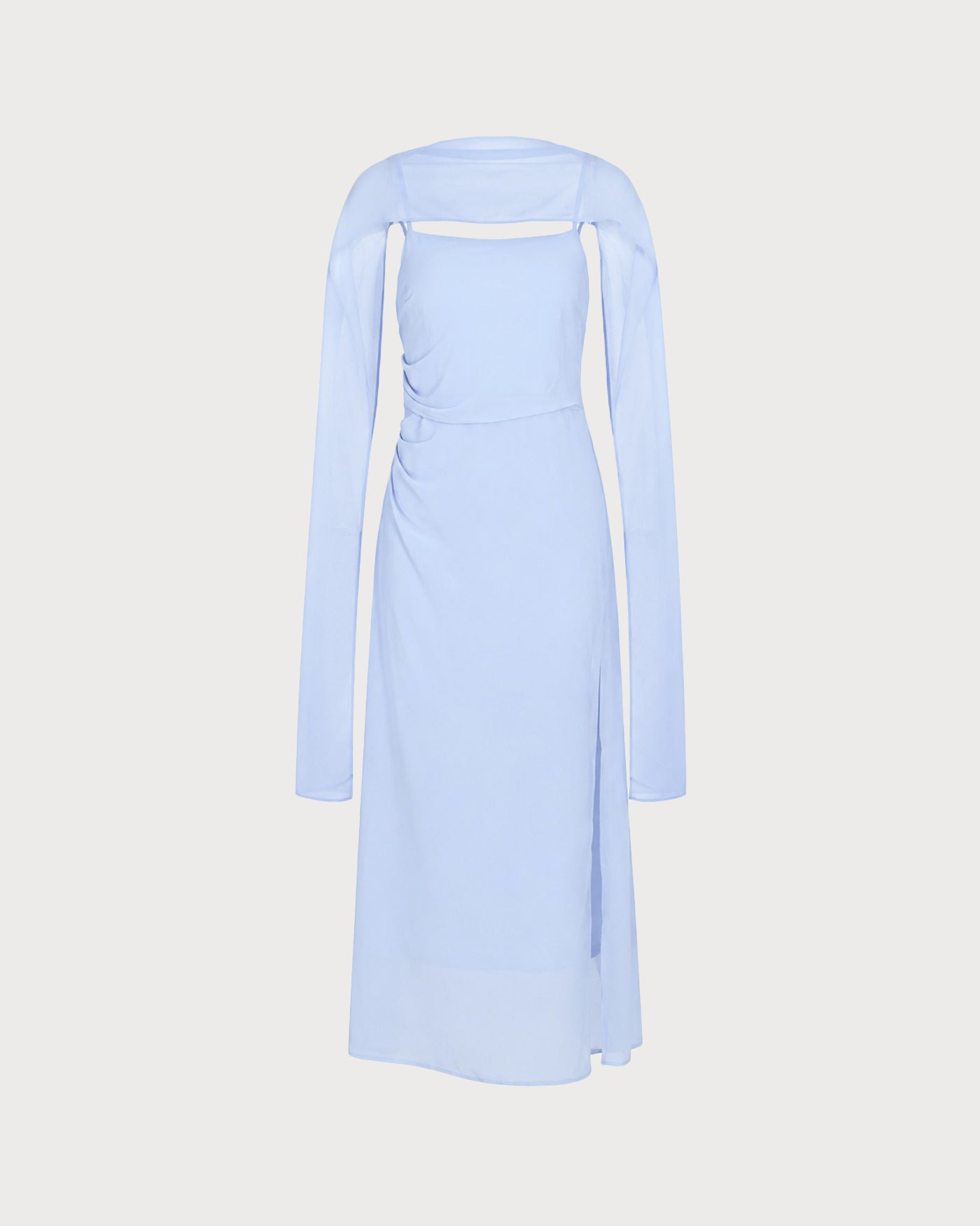 Blue Cowl Neck Strap Chiffon Maxi Dress