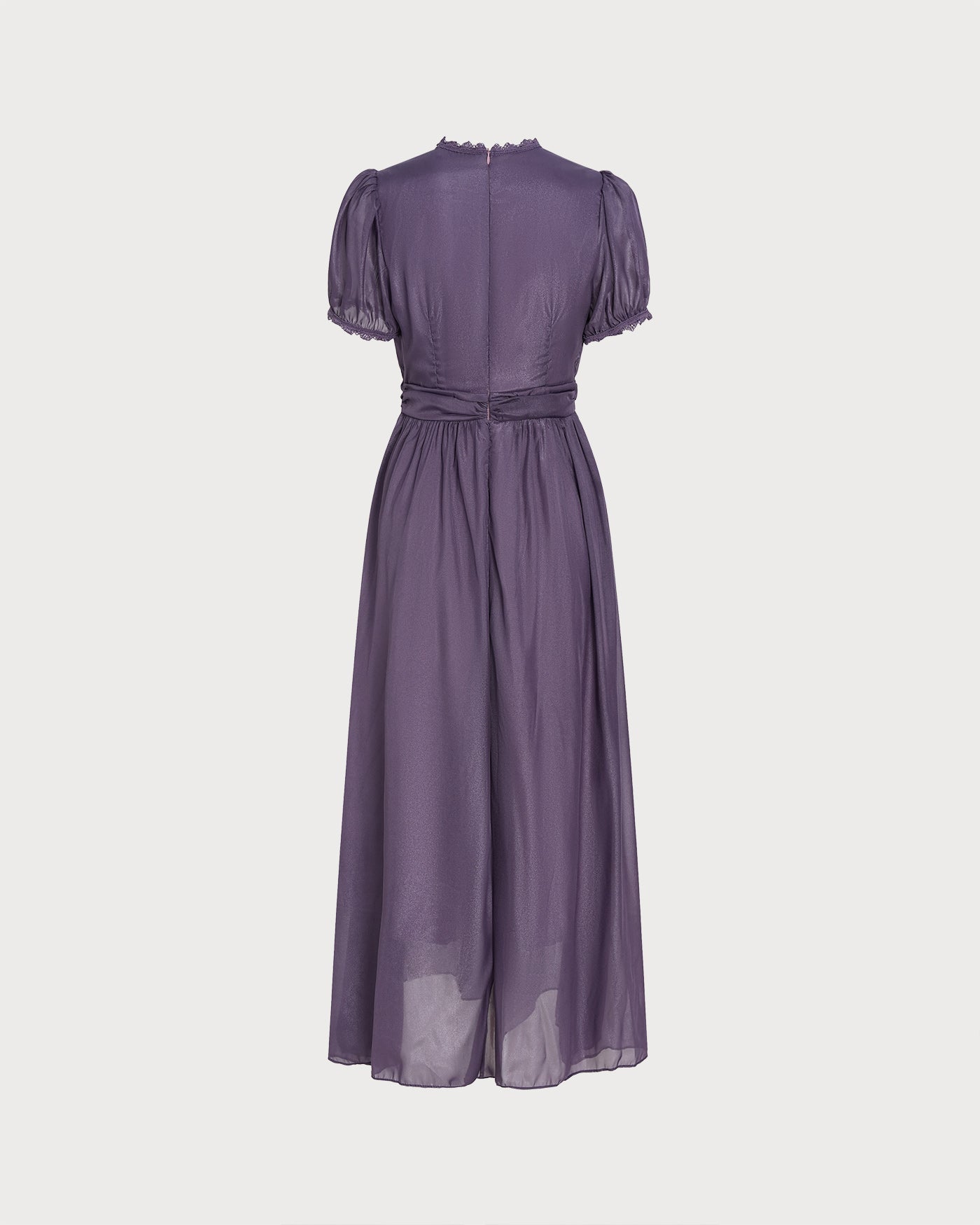 Purple Puffed Sleeve Tunic Maxi Dress