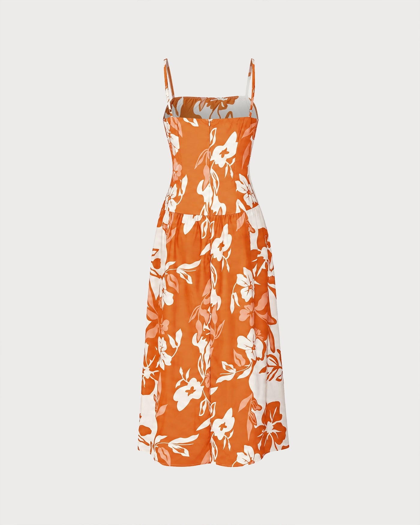 Orange Floral Slip A-Line Maxi Dress