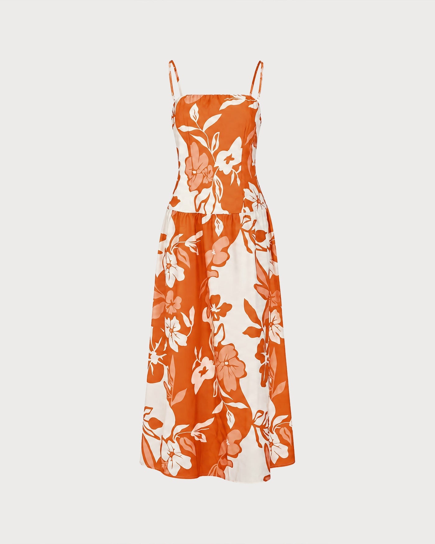 Orange Floral Slip A-Line Maxi Dress