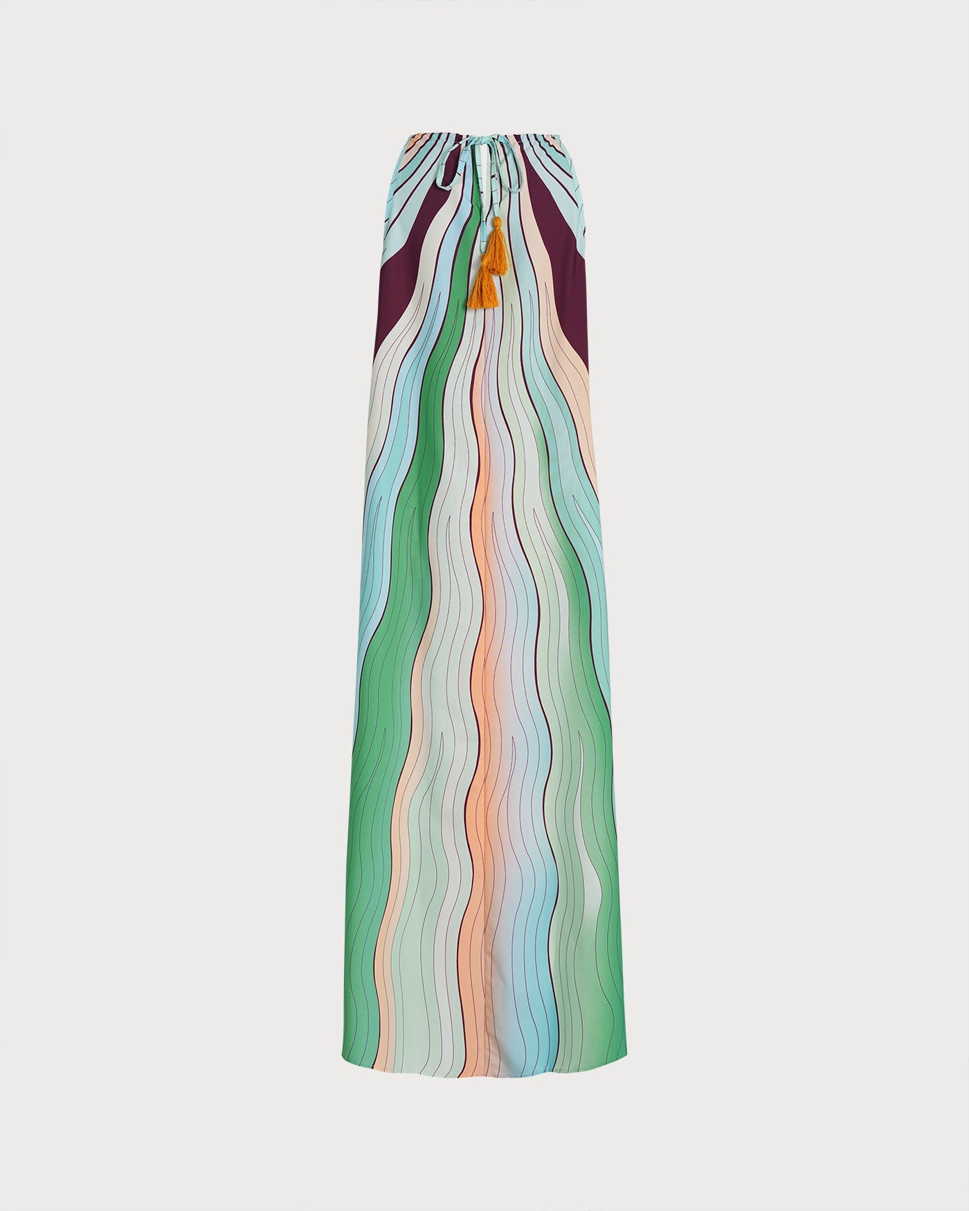 Geometric Round Neck Tie Maxi Dress