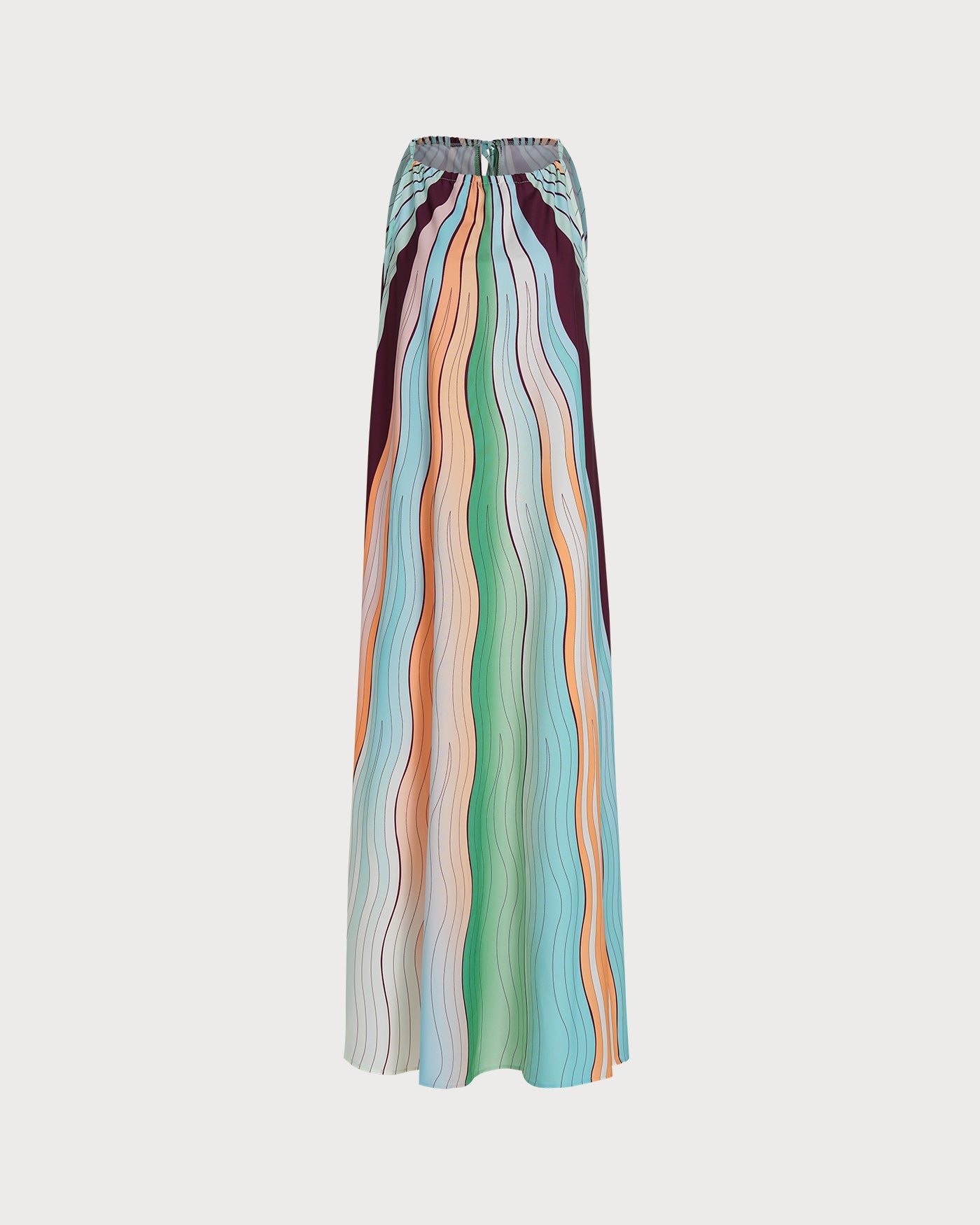 Geometric Round Neck Tie Maxi Dress