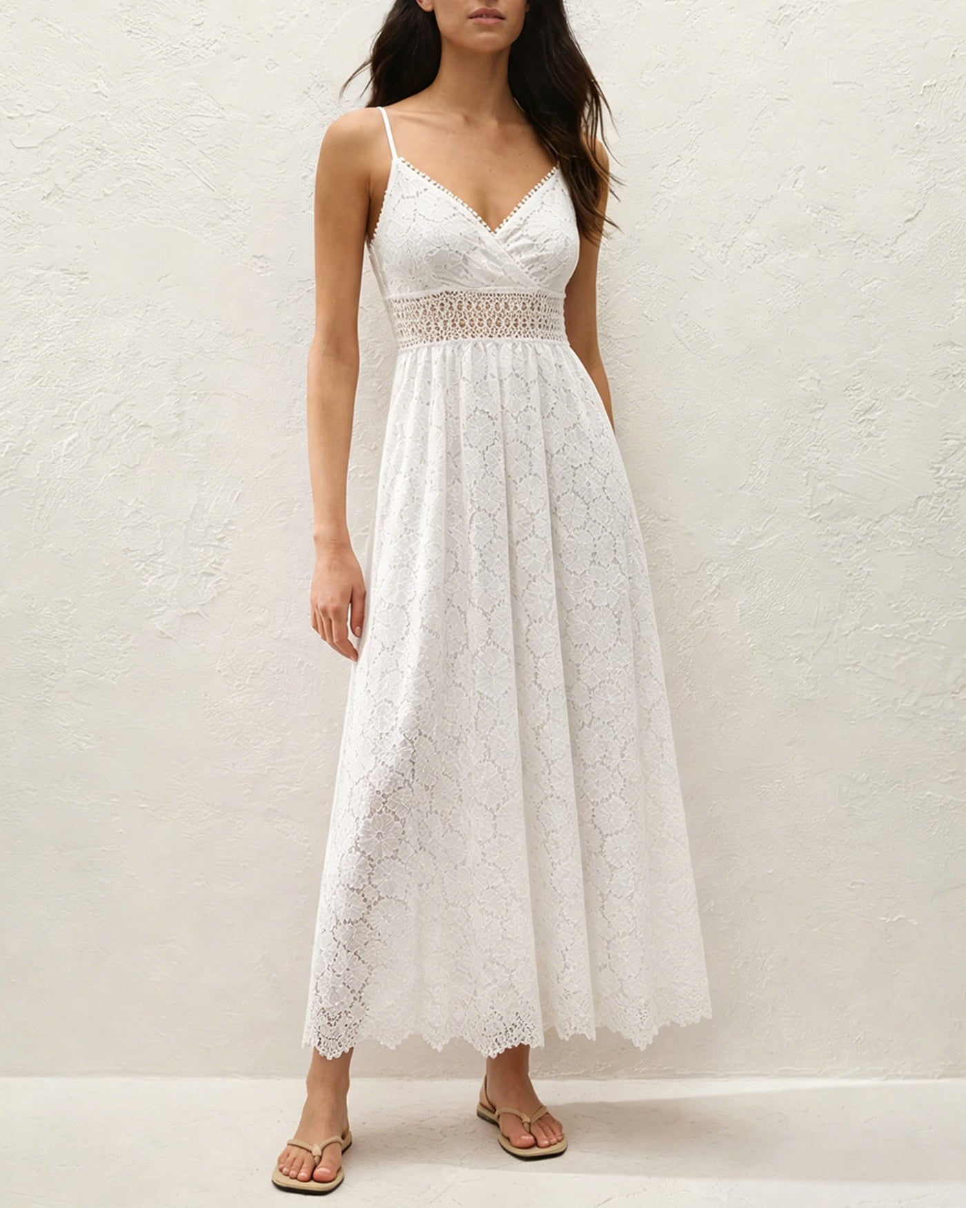 White Textured Cut Out Slip Maxi Dress