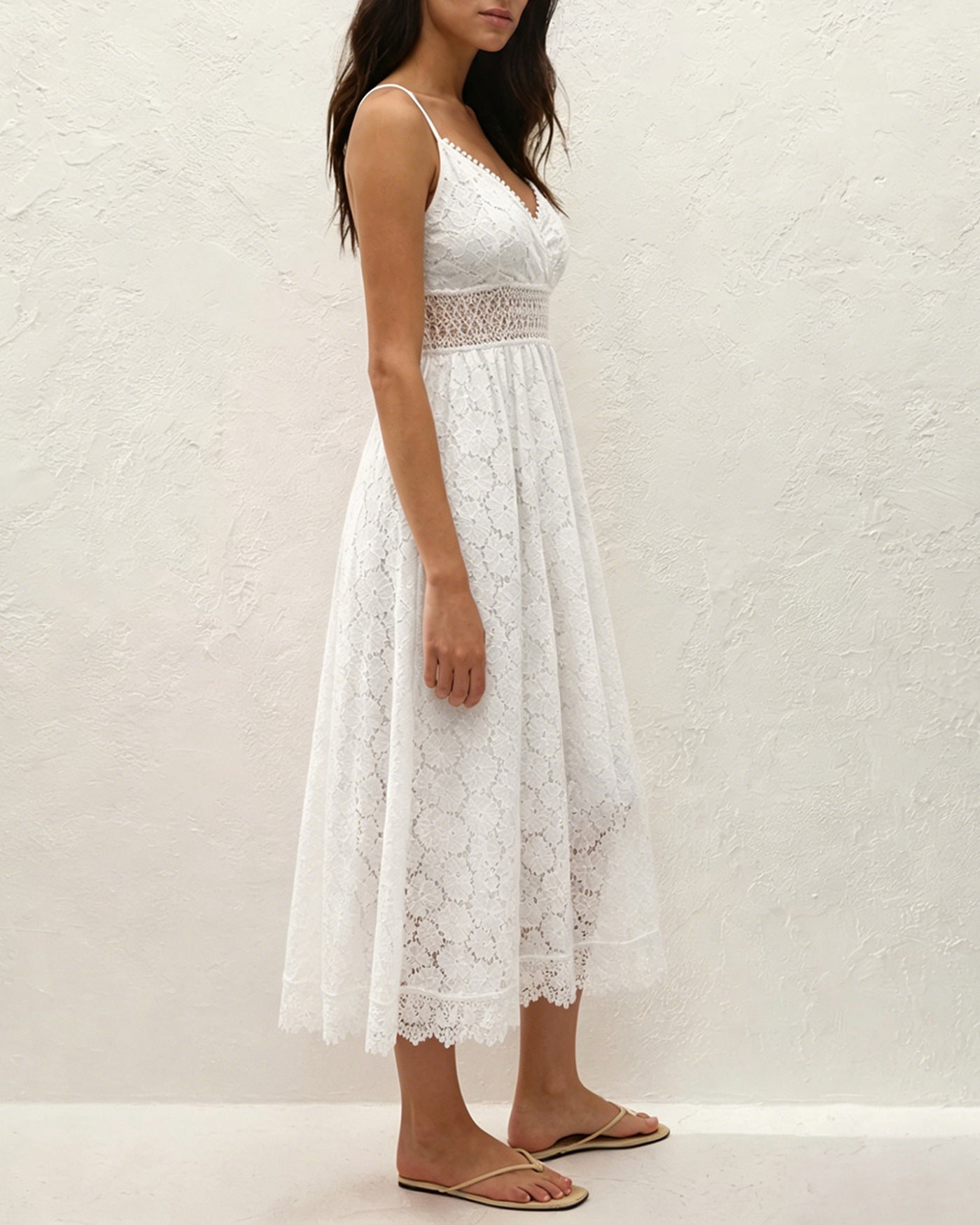White Textured Cut Out Slip Maxi Dress