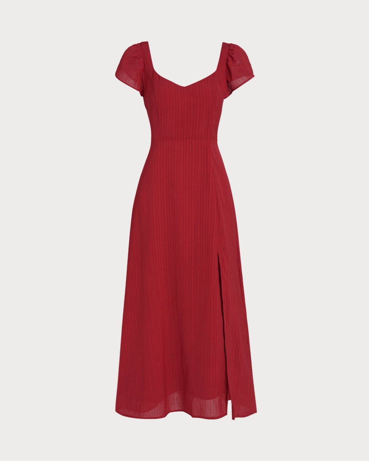 Red Sweetheart Neck Jacquard Maxi Dress