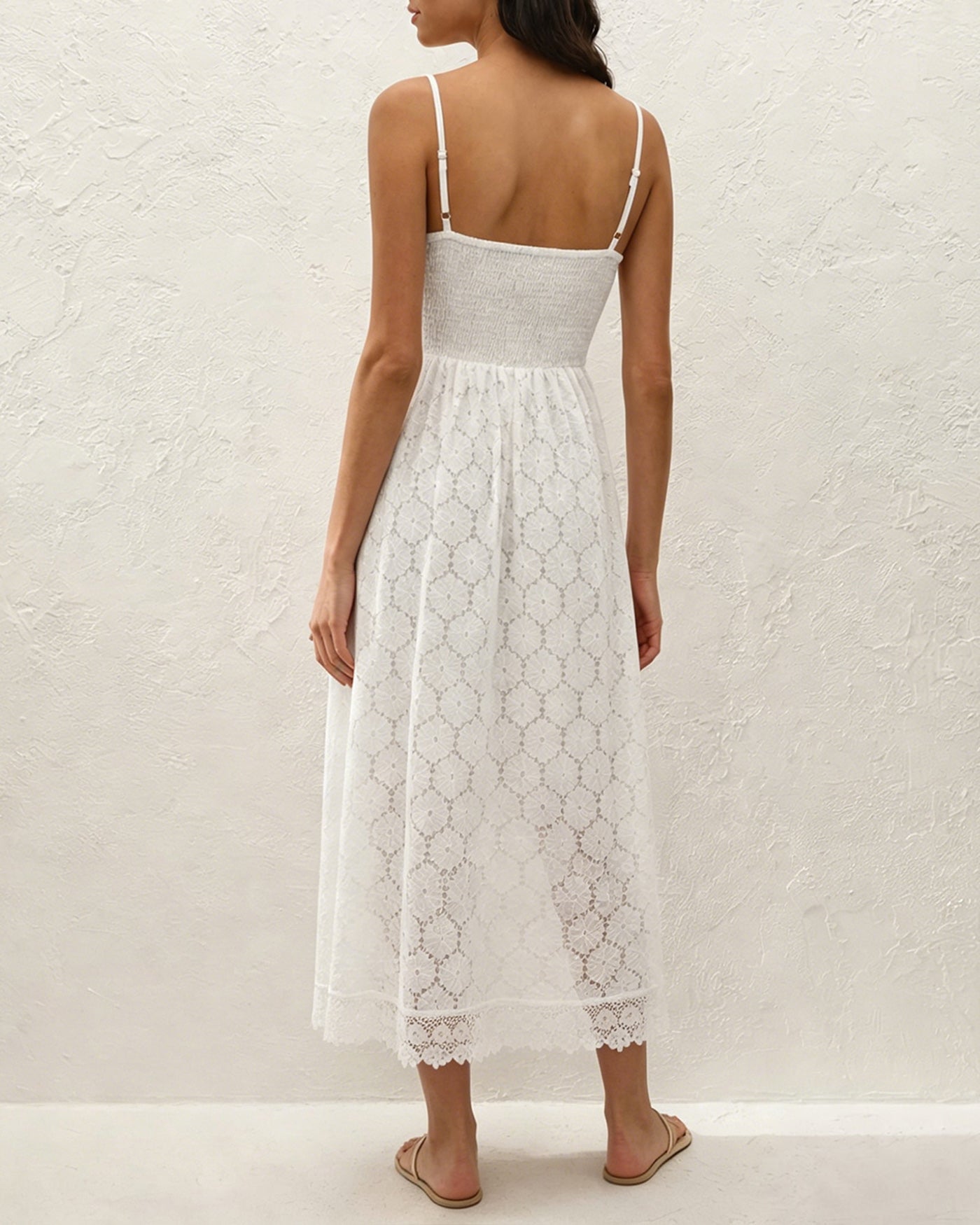 White Textured Cut Out Slip Maxi Dress