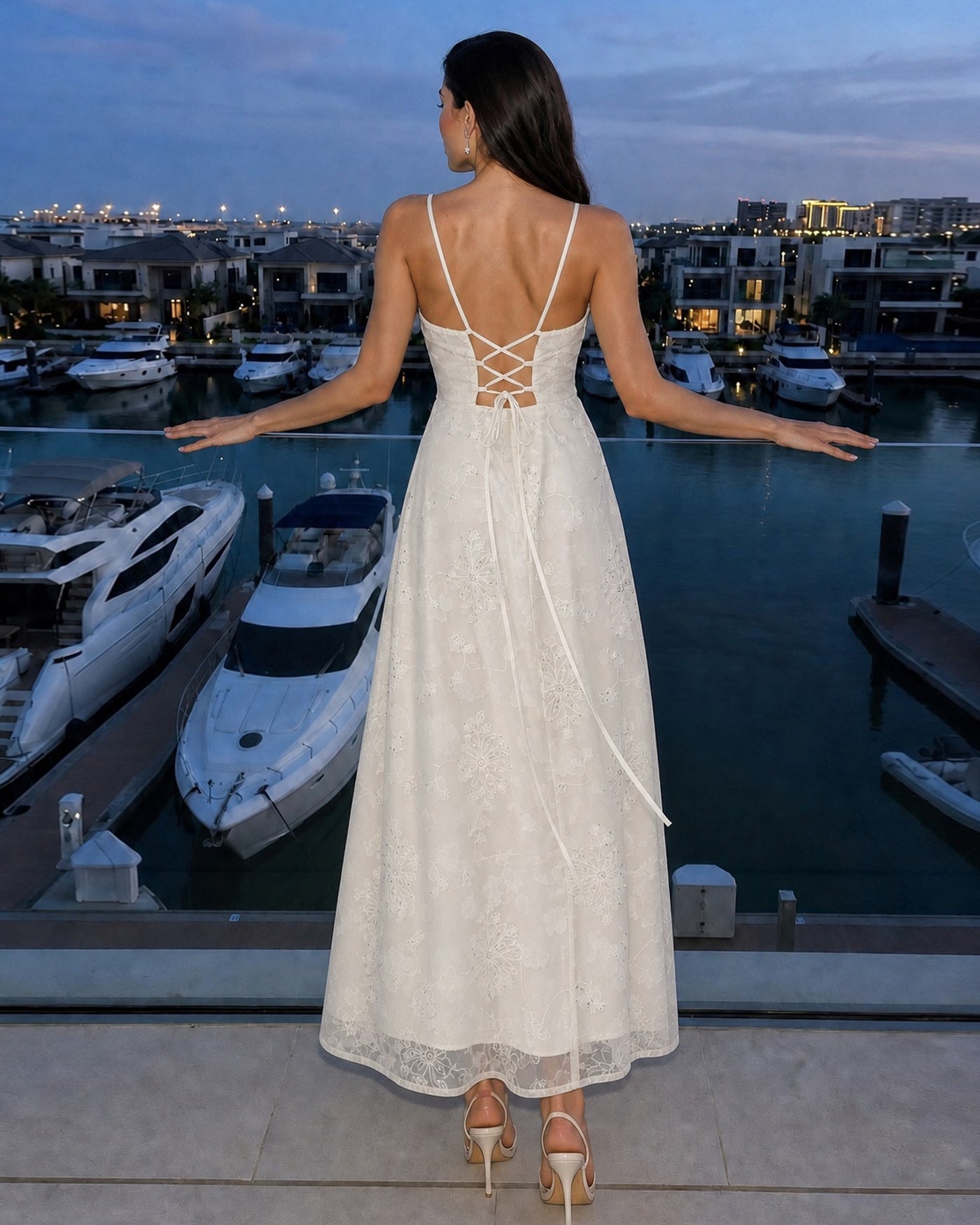Apricot Square Neck Jacquard Sequins Maxi Dress