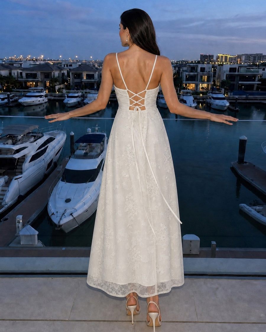 Apricot Square Neck Jacquard Sequins Maxi Dress