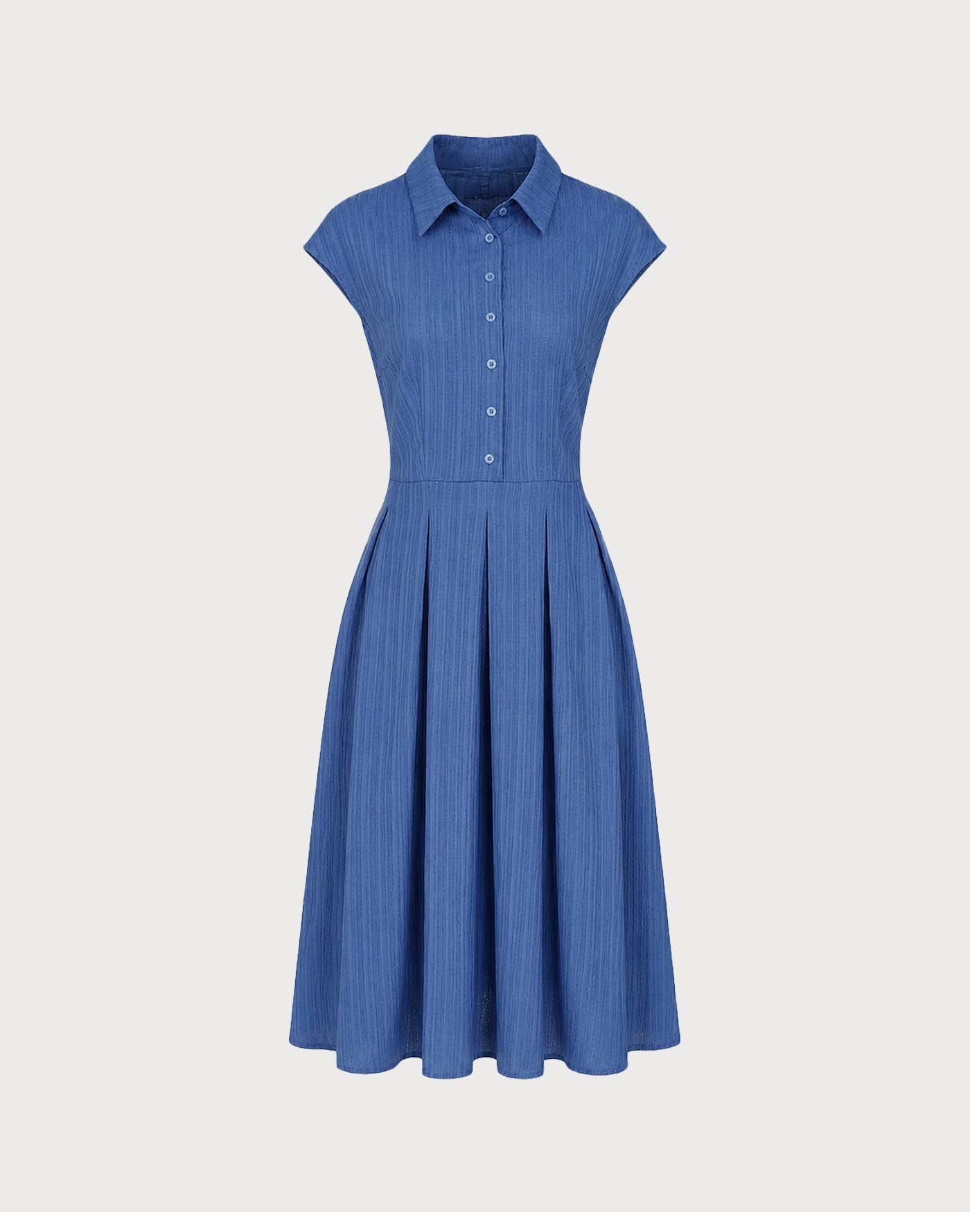 Blue Collar Button Button Midi Dress
