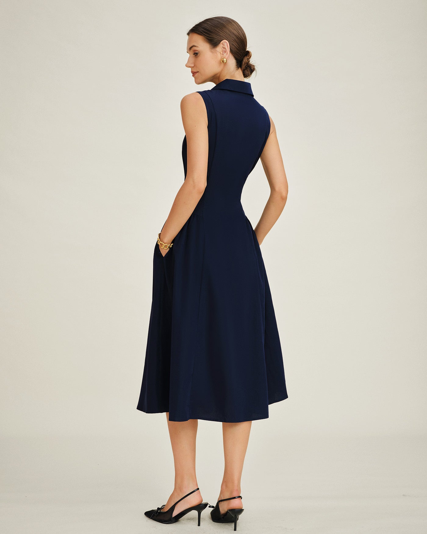 Blue Collar Button Tunic Midi Dress