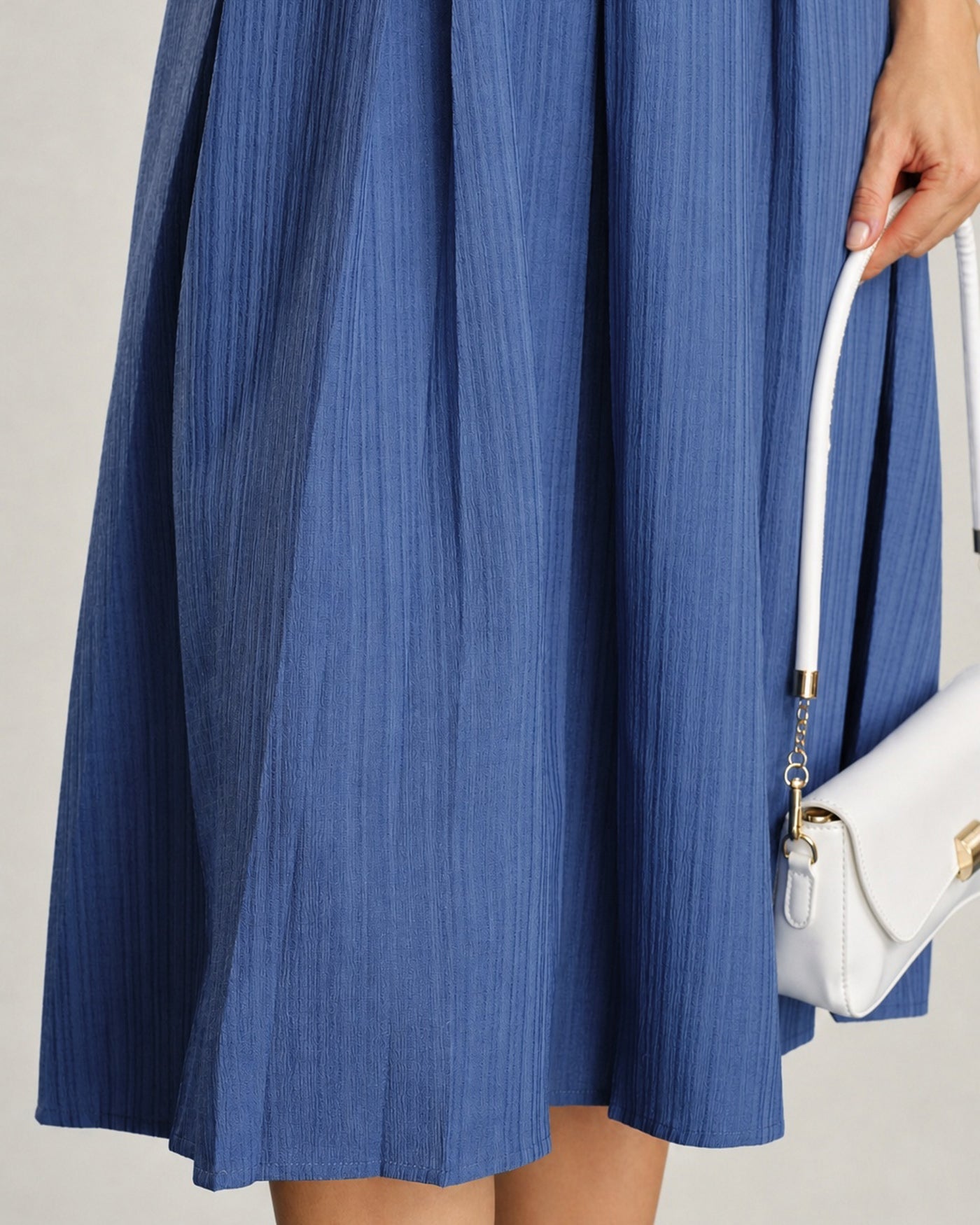 Blue Collar Button Button Midi Dress