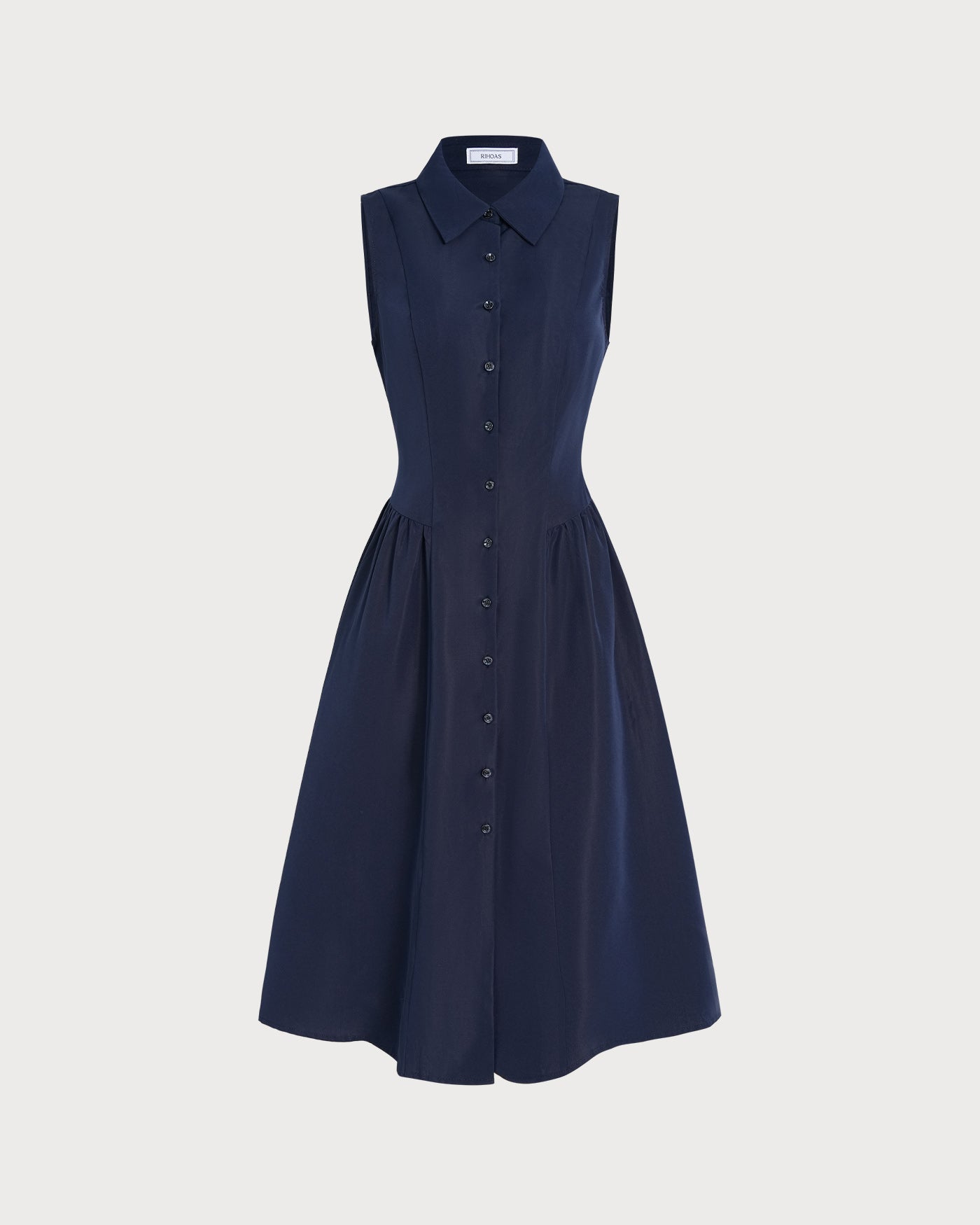 Blue Collar Button Tunic Midi Dress