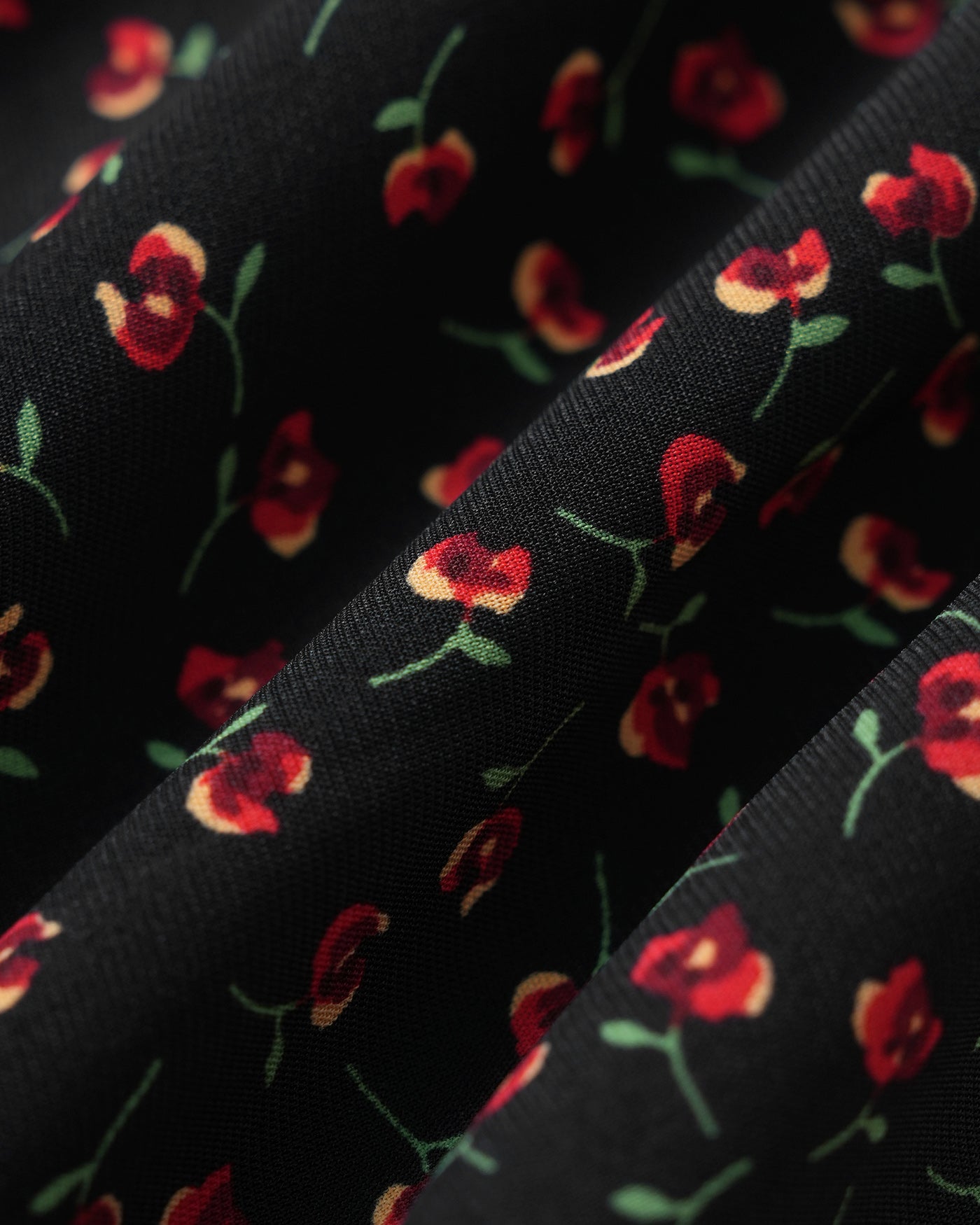 Black Square Neck Butterfly Sleeve Floral Midi Dress