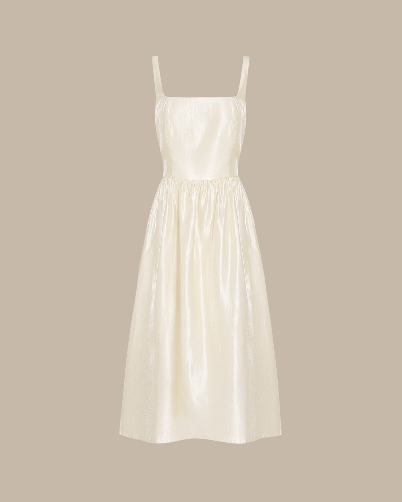Apricot Zipper Slip Midi Dress