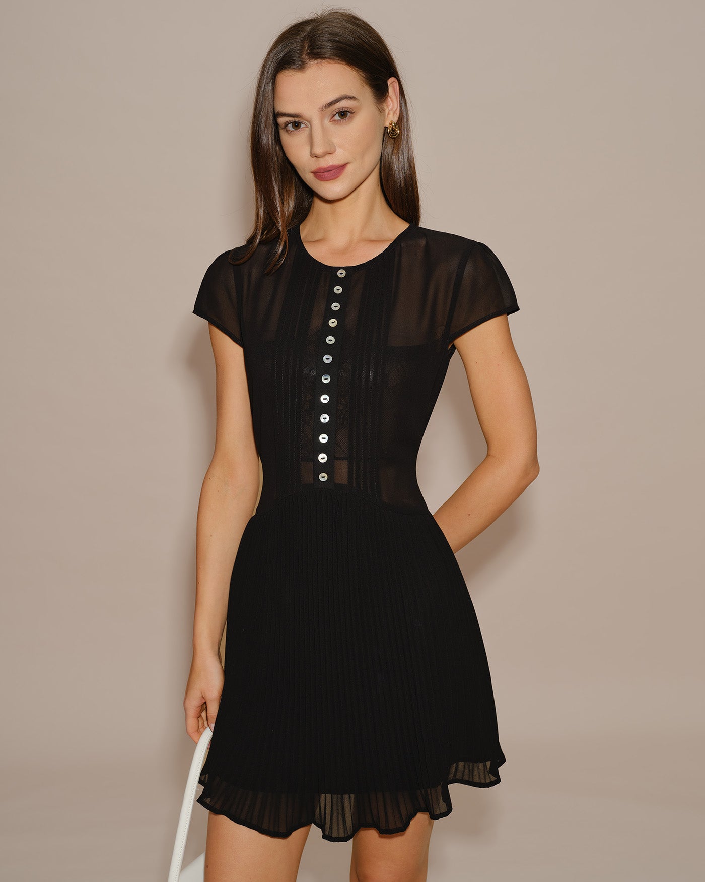 Black See Through Chiffon Mini Dress