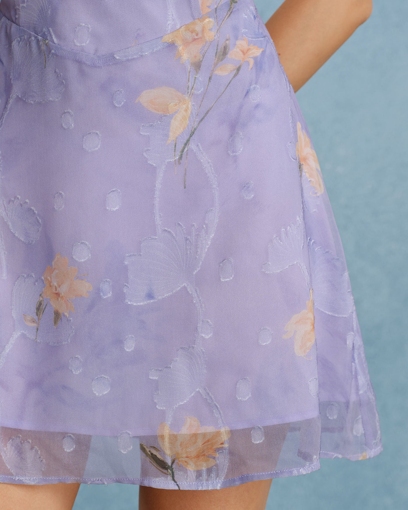Purple X Cross Jacquard Slip Mini Dress