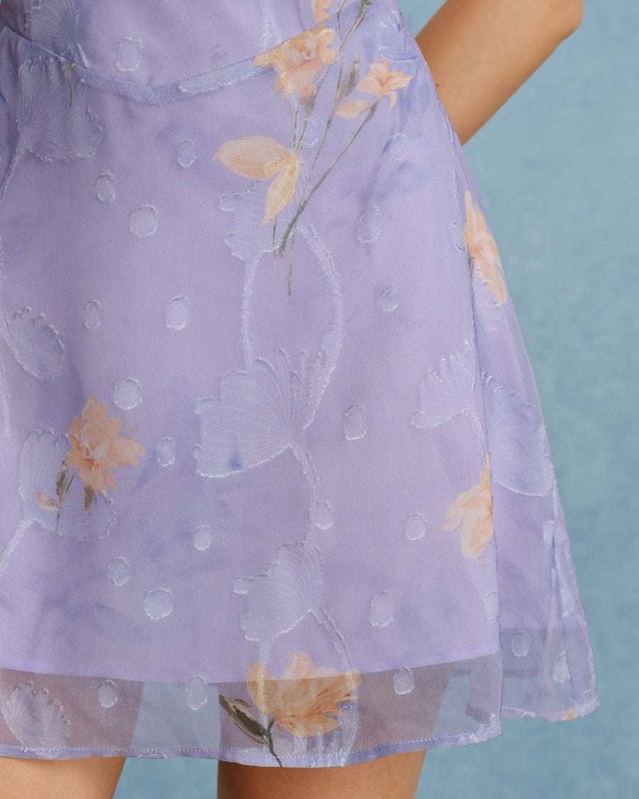 Purple X Cross Jacquard Slip Mini Dress