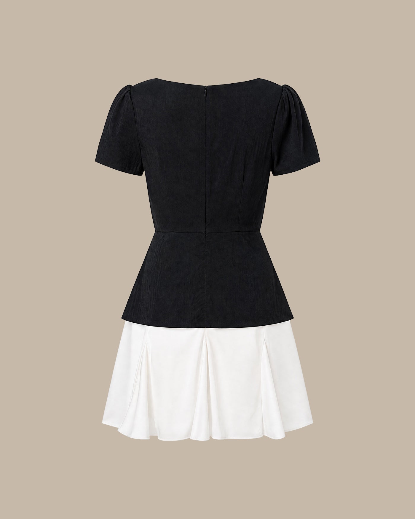 Black Square Neck Contrasting Mini Dress