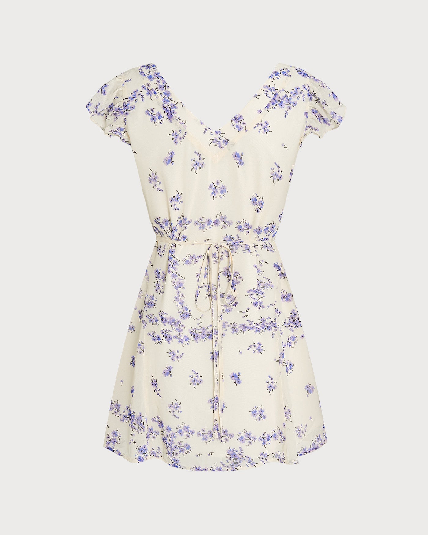 Apricot Square Neck Tie Floral Mini Dress