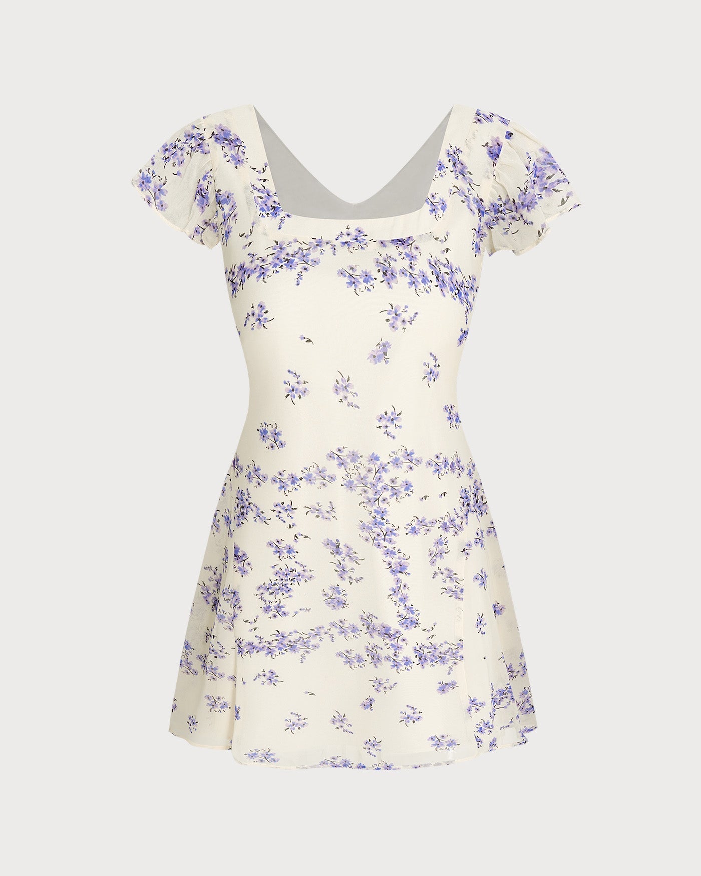 Apricot Square Neck Tie Floral Mini Dress