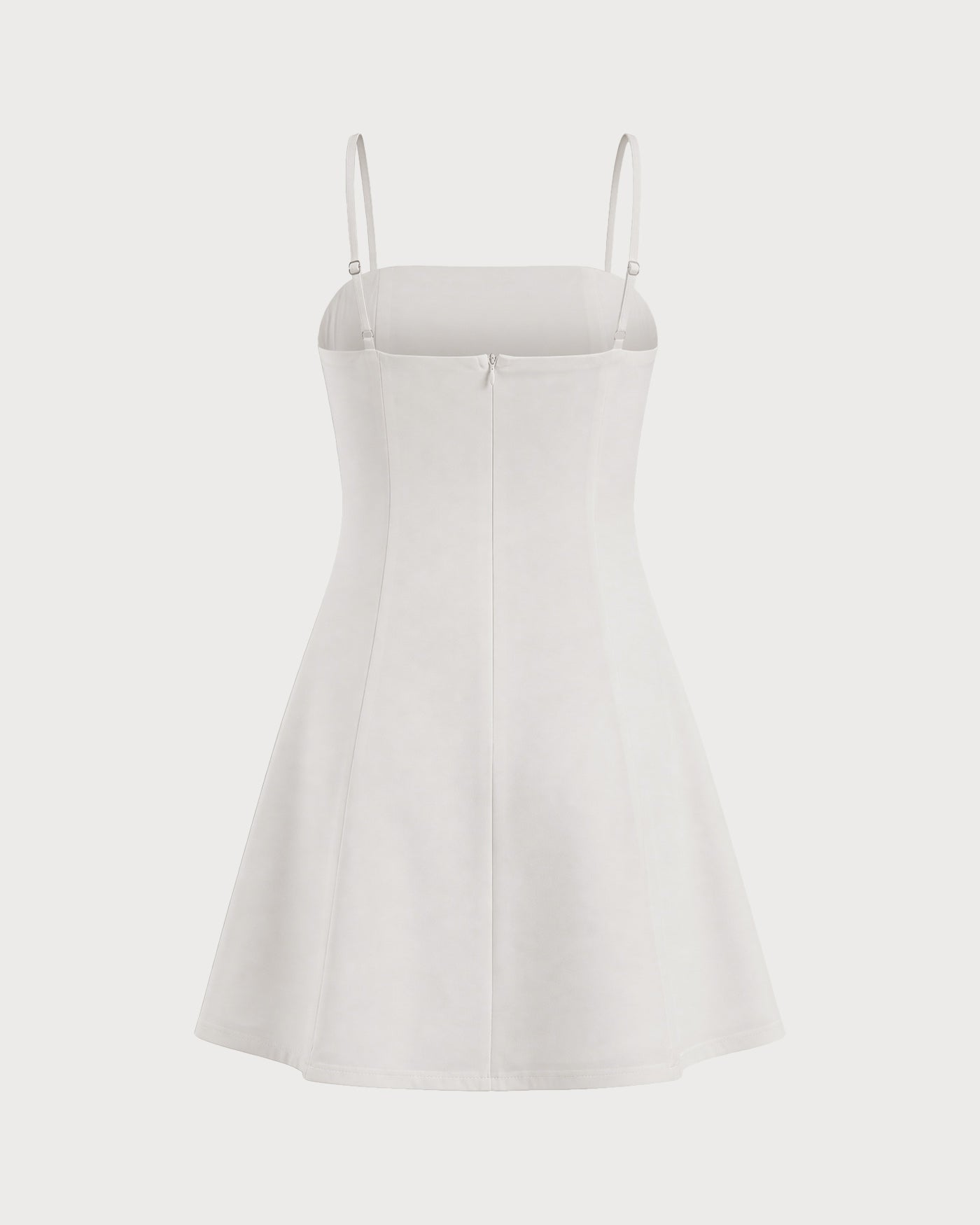 White Zipper Slip A-Line Mini Dress