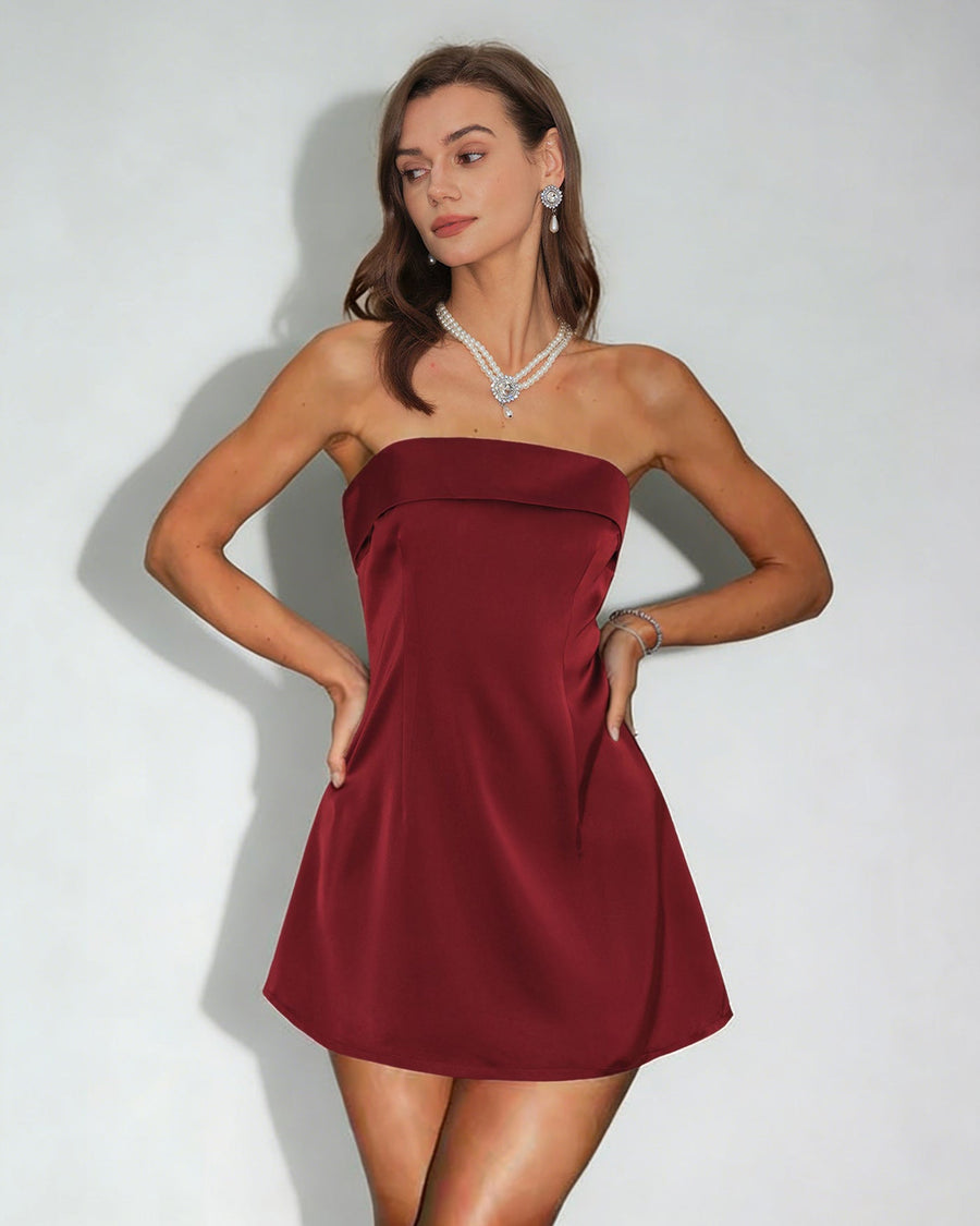 Red Strapless A-Line Mini Dress