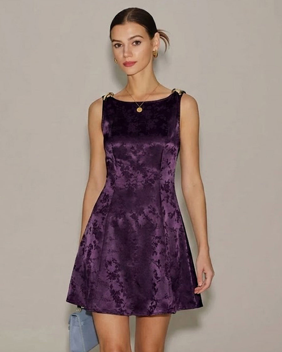 Purple Sleeveless Floral Mini Dress