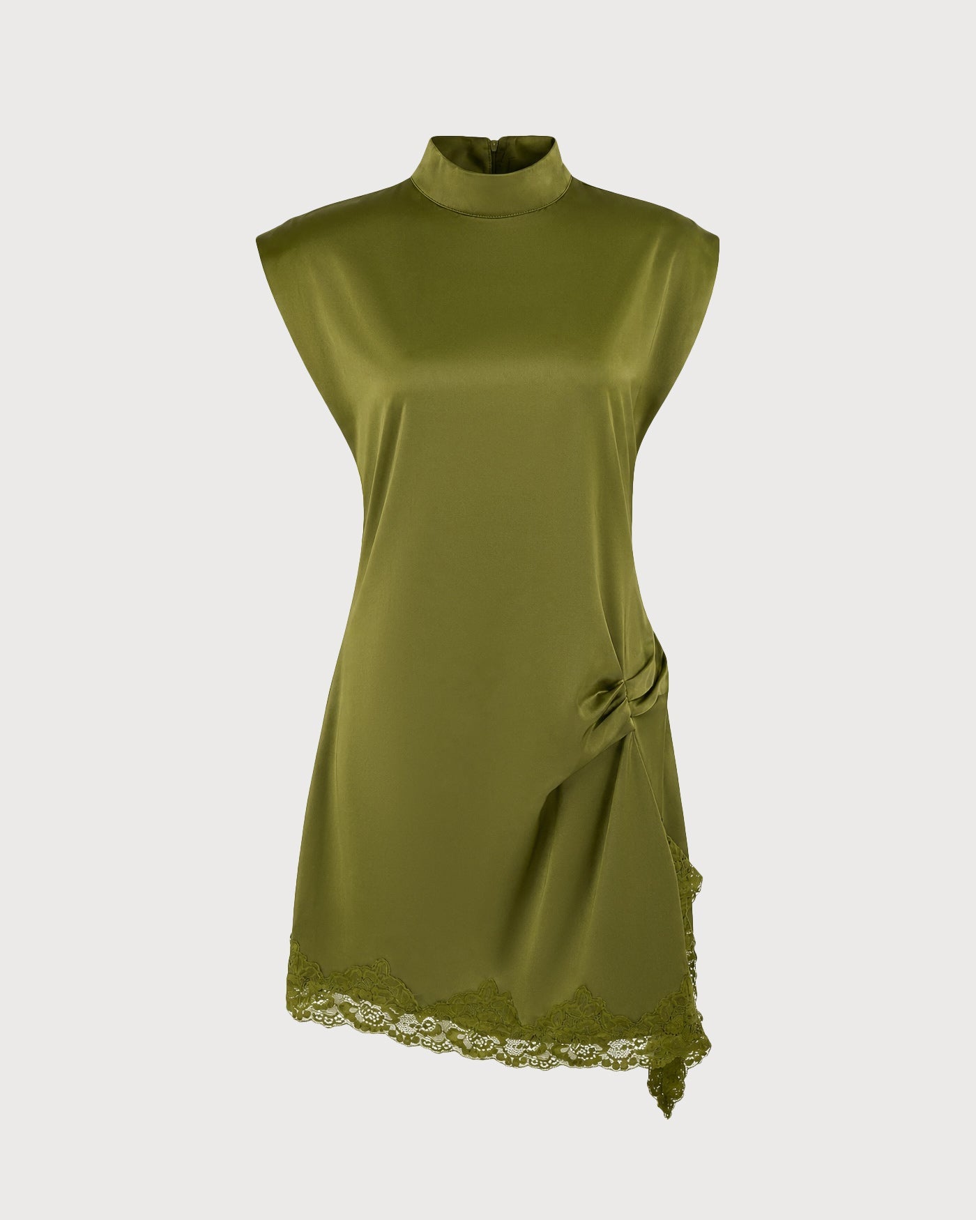 Green Turtle Lace Splicing Mini Dress