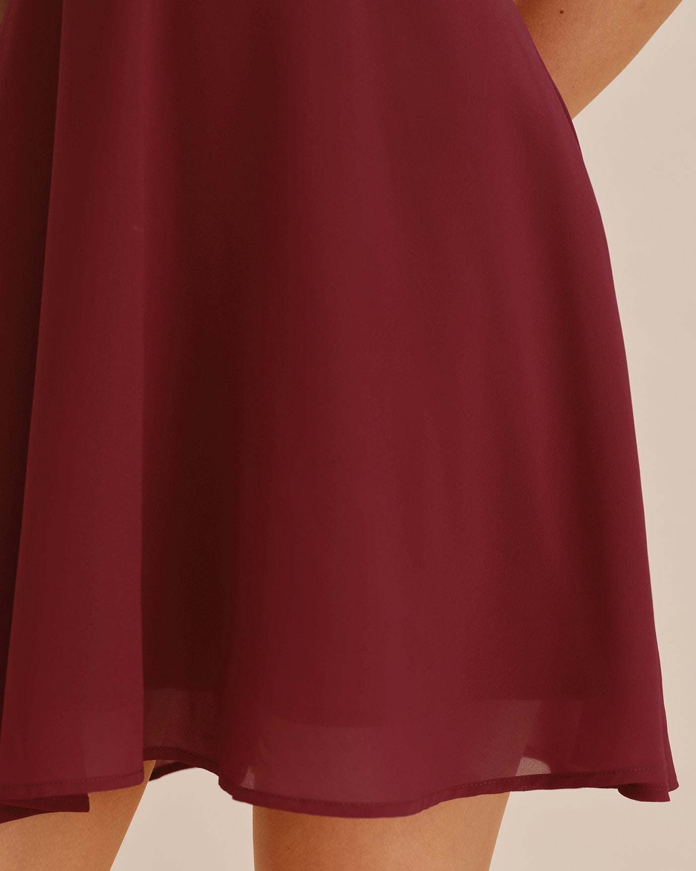 Red V Neck Puffed Sleeve Mini Dress