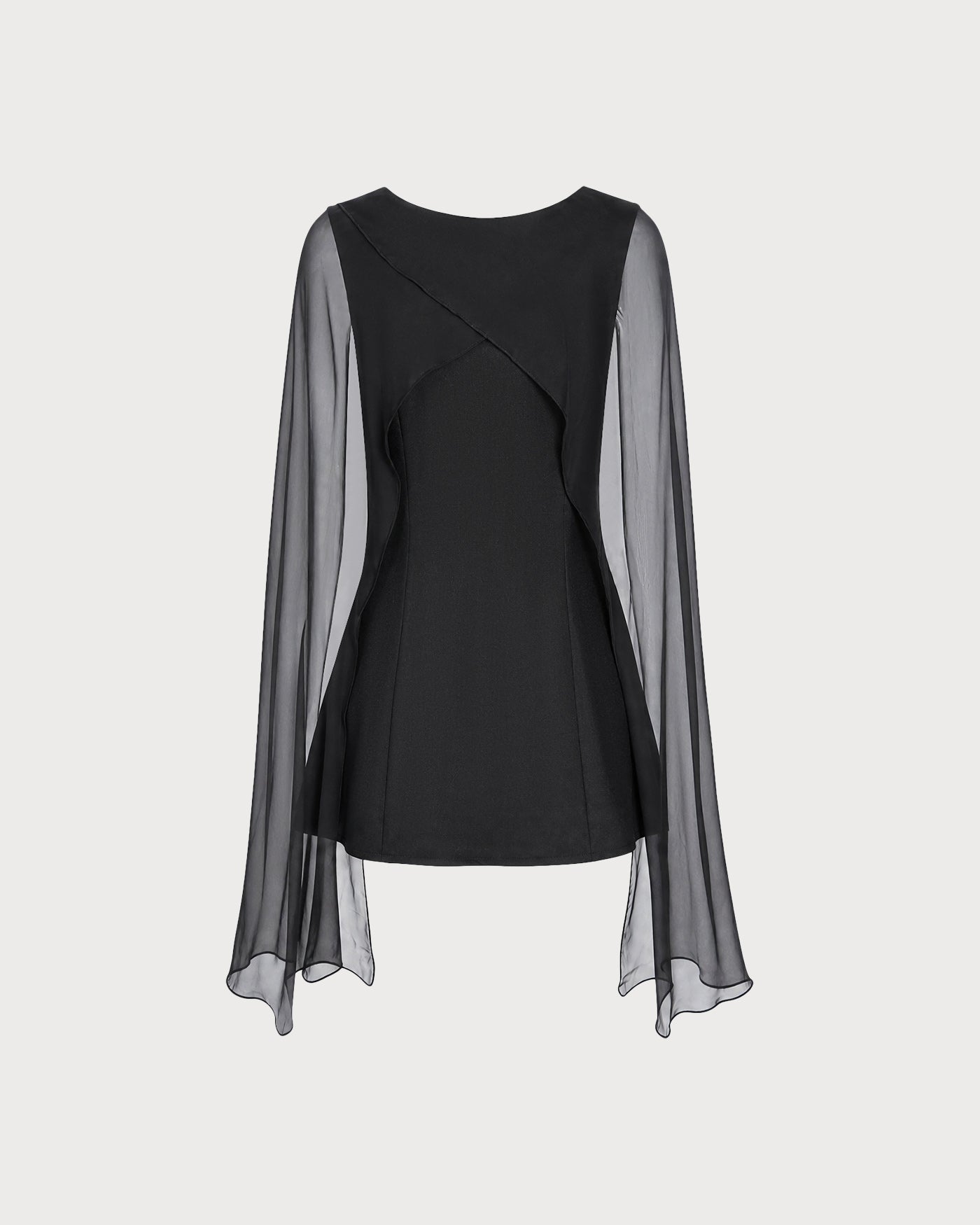 Black Boat Neck Flowy Mini Dress
