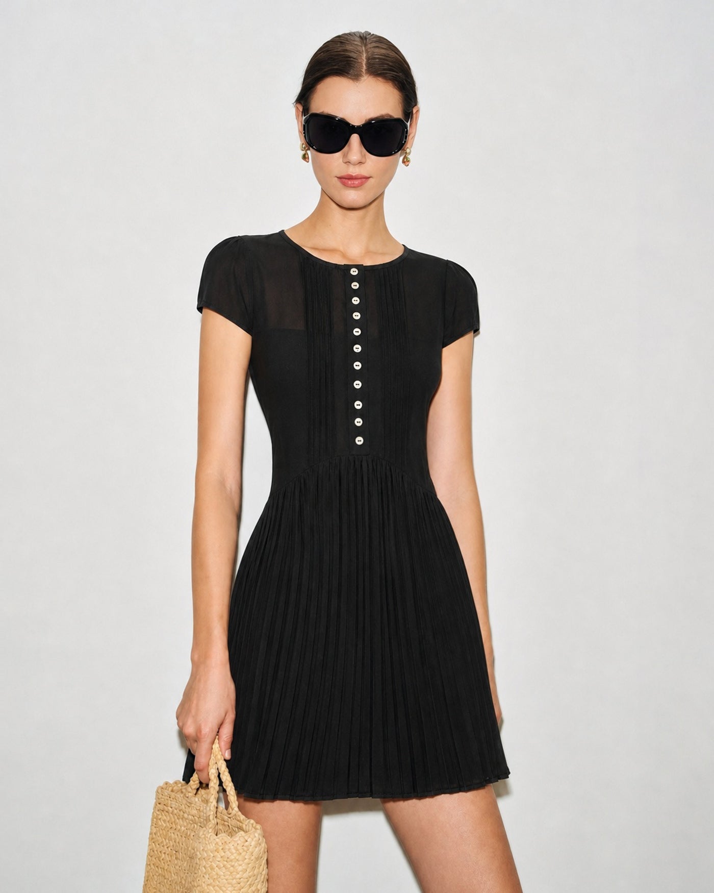 Black See Through Chiffon Mini Dress