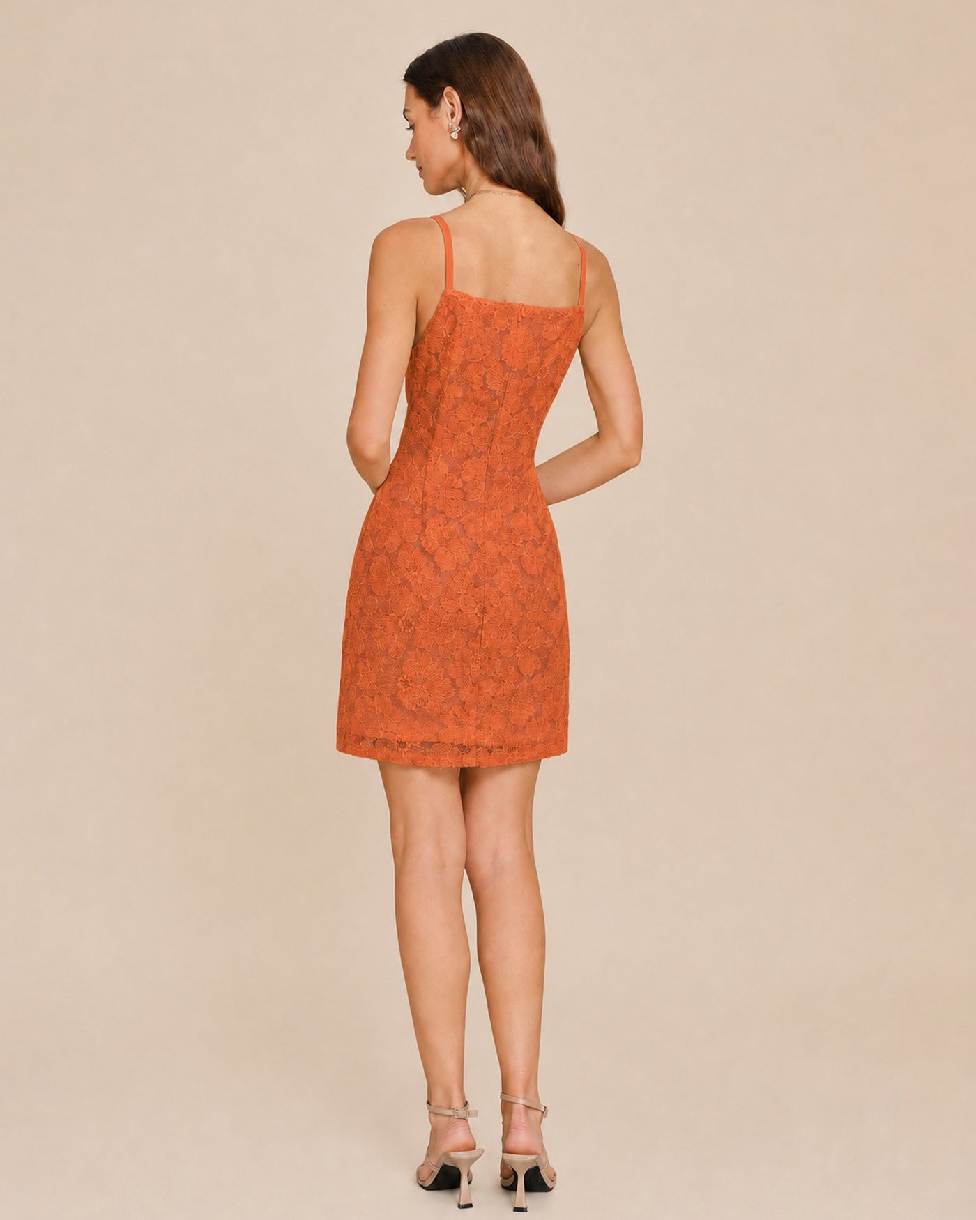 Caramel Square Neck Textured Slip Mini Dress