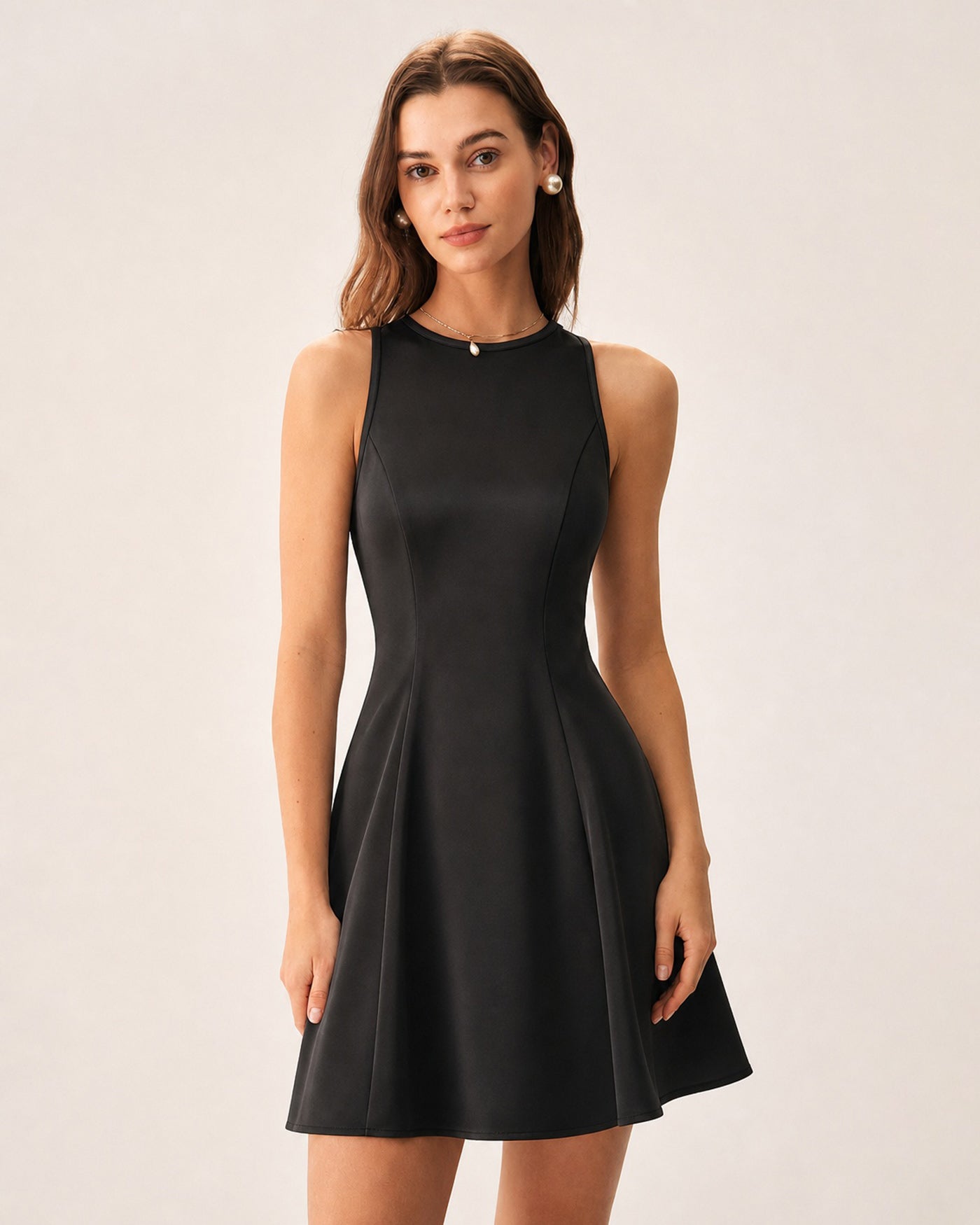 Black Backless Bowknot Satin Mini Dress