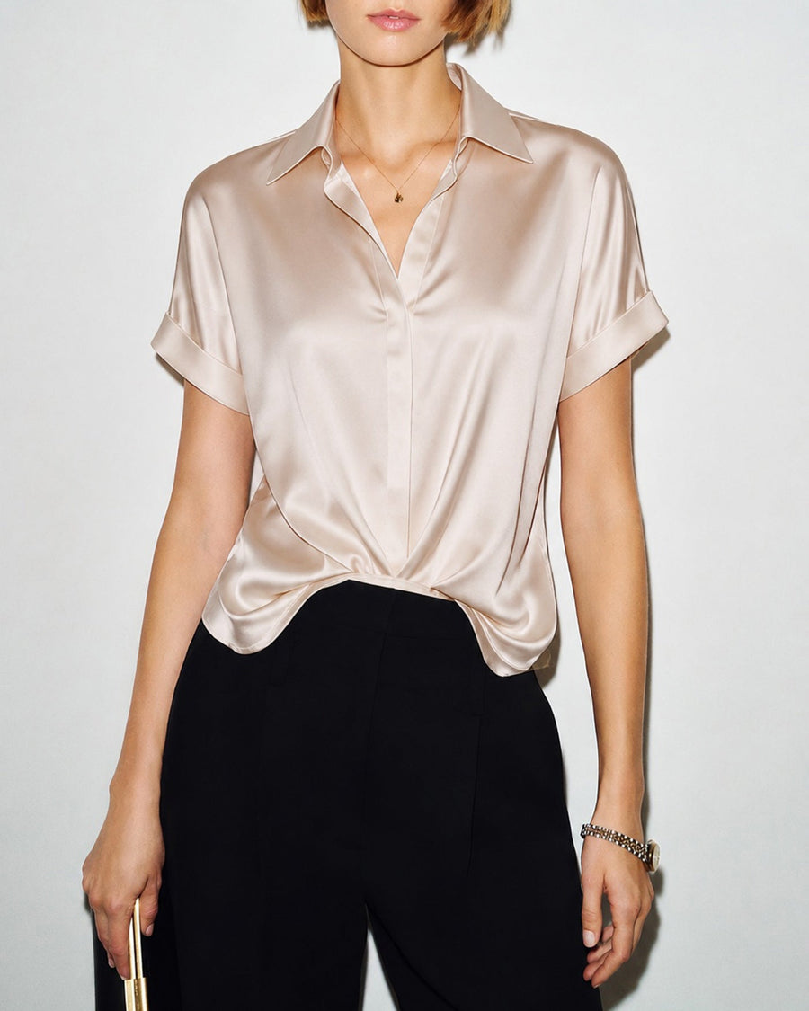 Apricot Collar Short Sleeve Shirt
