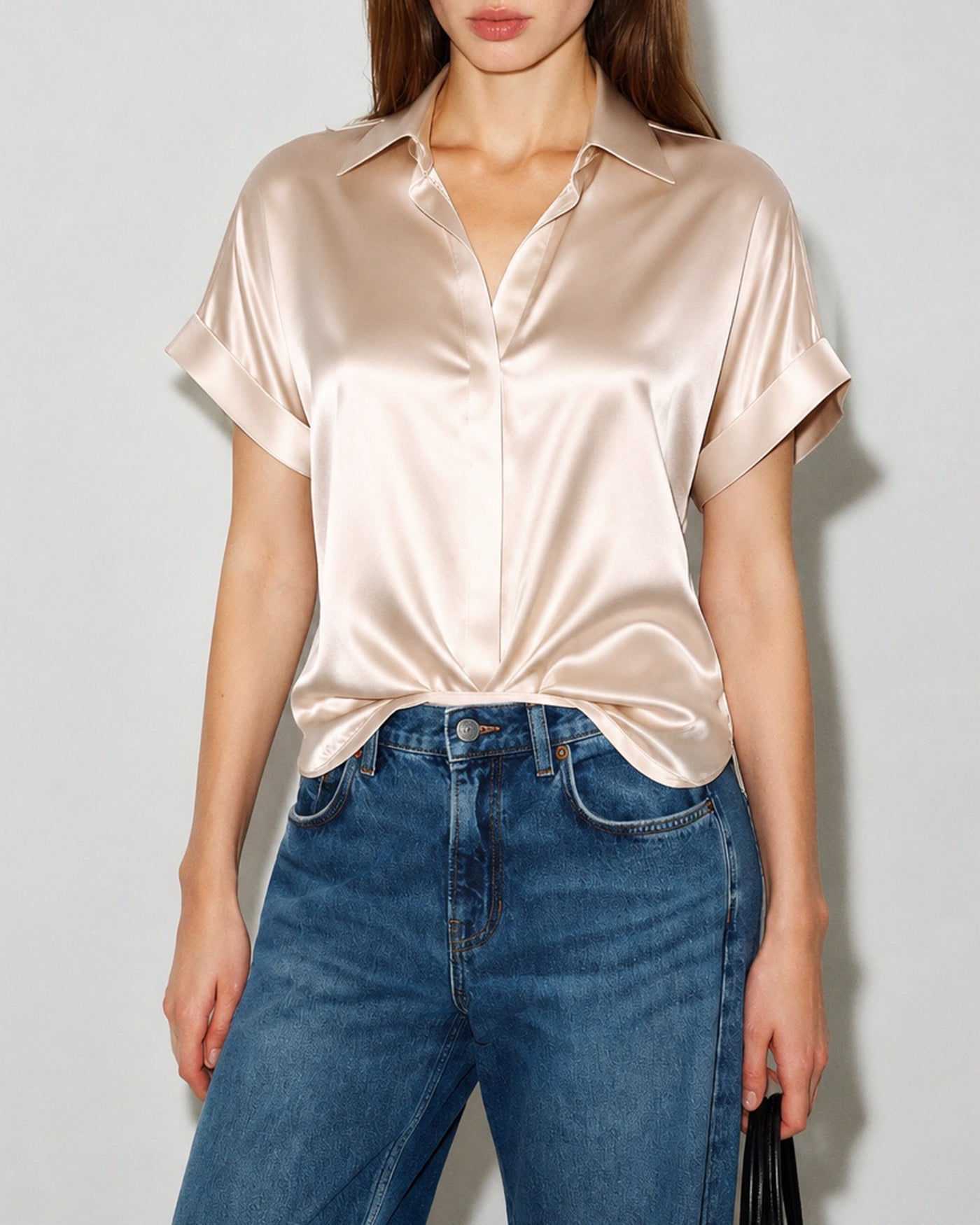 Apricot Collar Short Sleeve Shirt