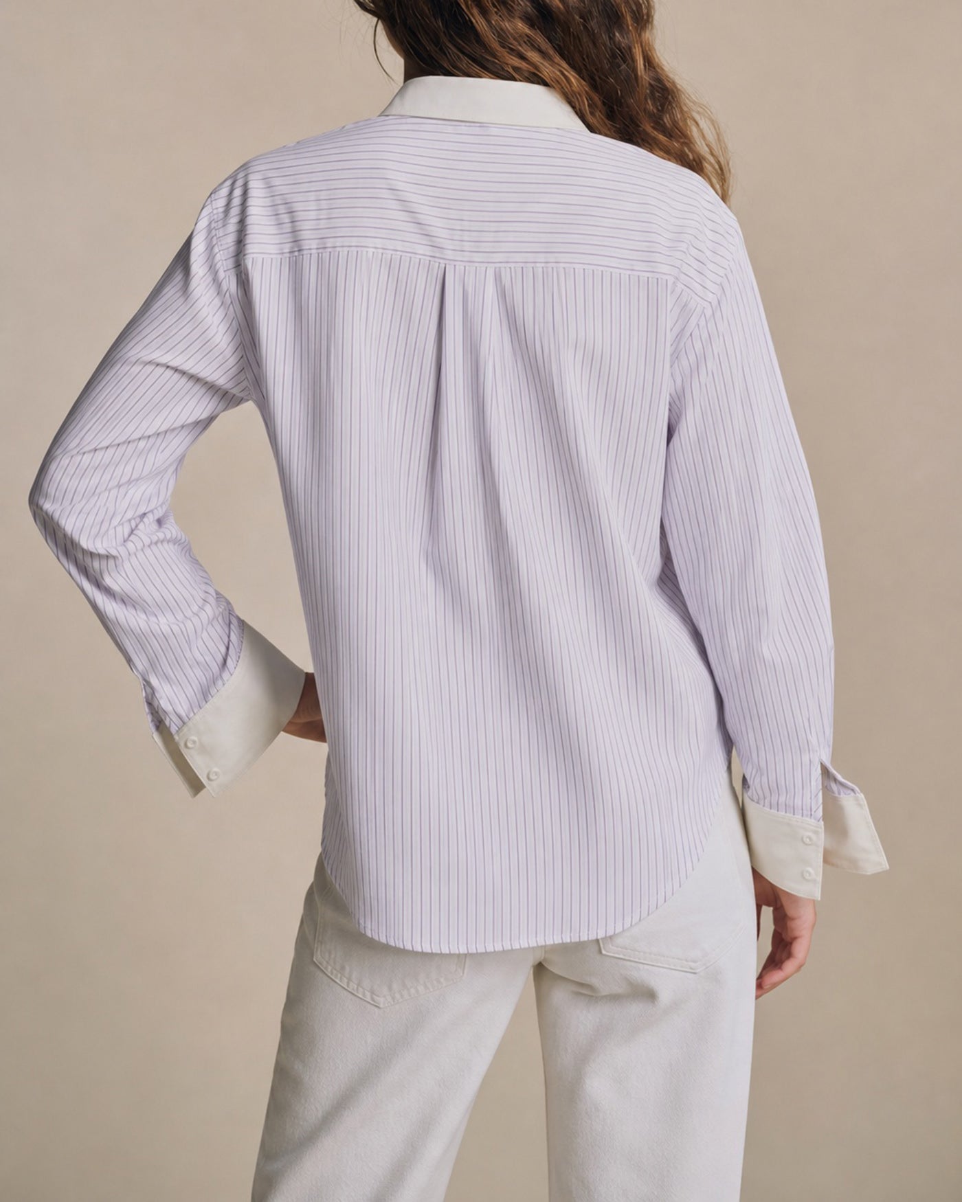 Purple Pockets Button Striped Shirt