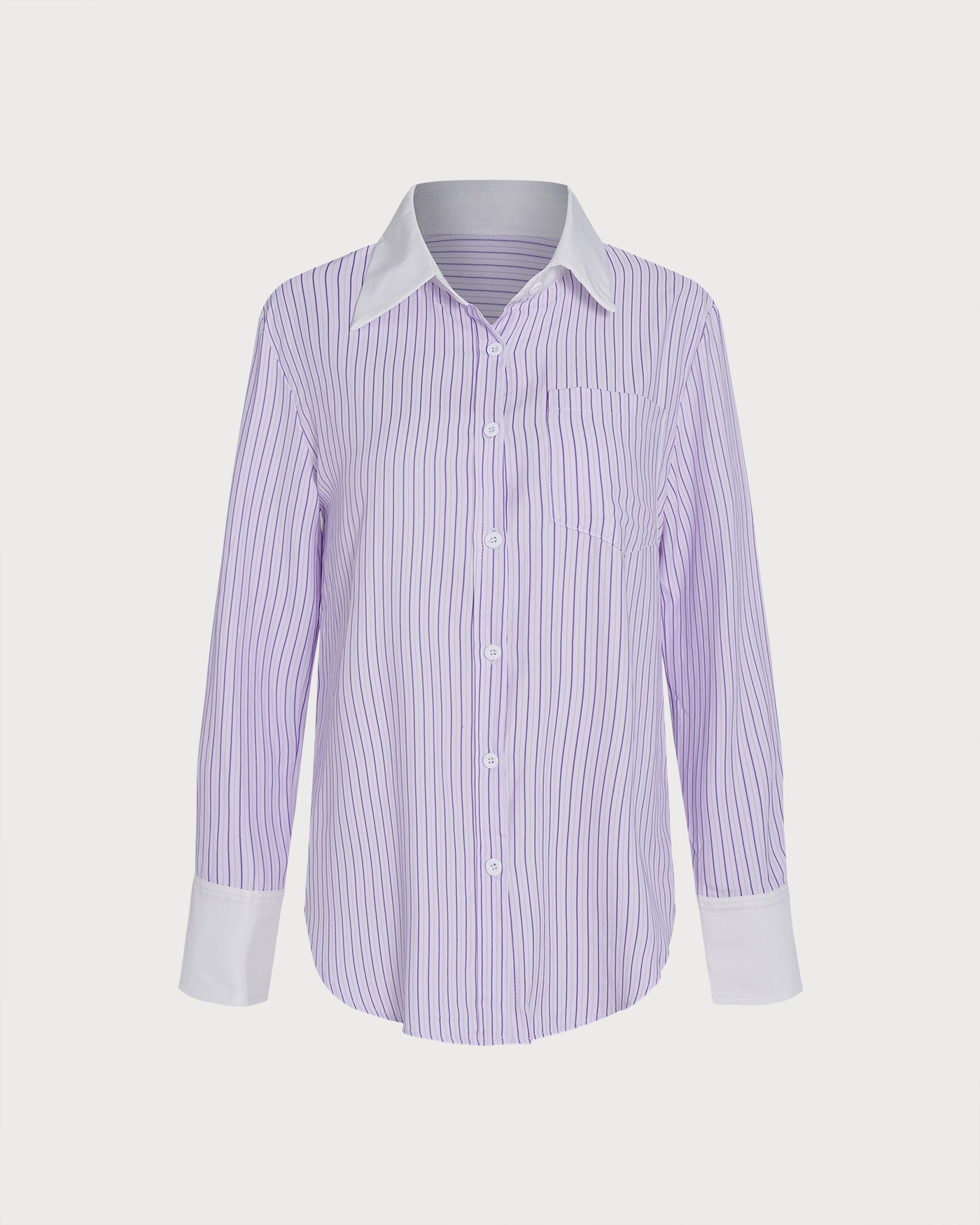 Purple Pockets Button Striped Shirt
