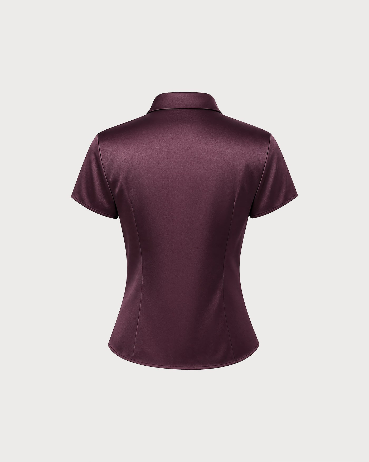 Wine Red Collar Short Sleeve Button Shirt